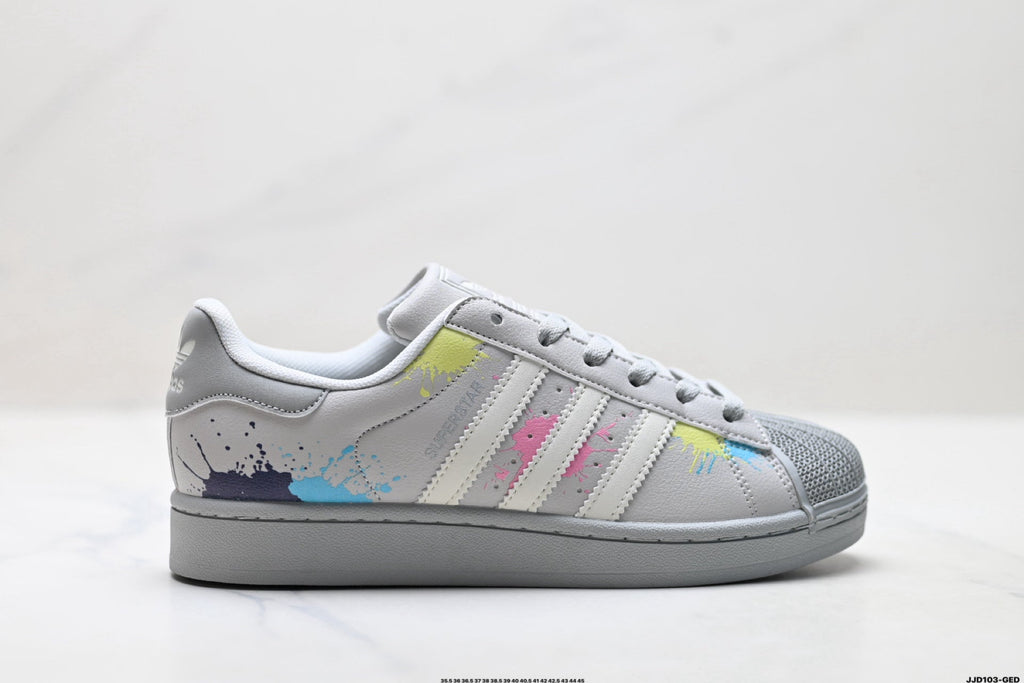 adidas Originals Superstar — Light Gray Multicolor Paint Splash | Shell Toe