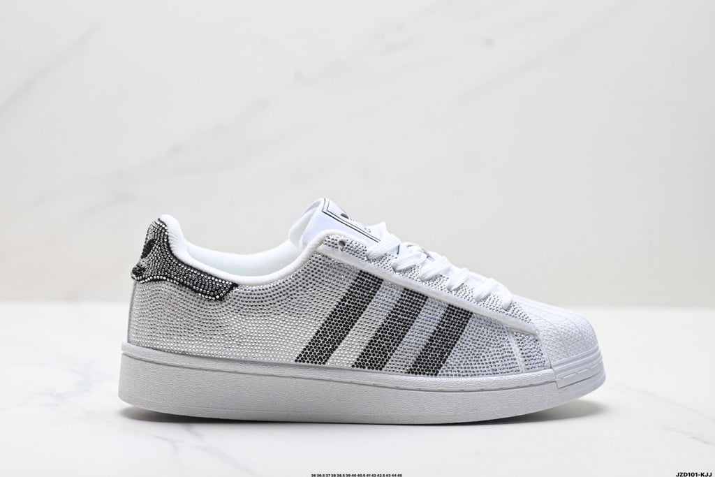 adidas Originals Superstar Custom — Silver Black Rhinestone | White Shell Toe