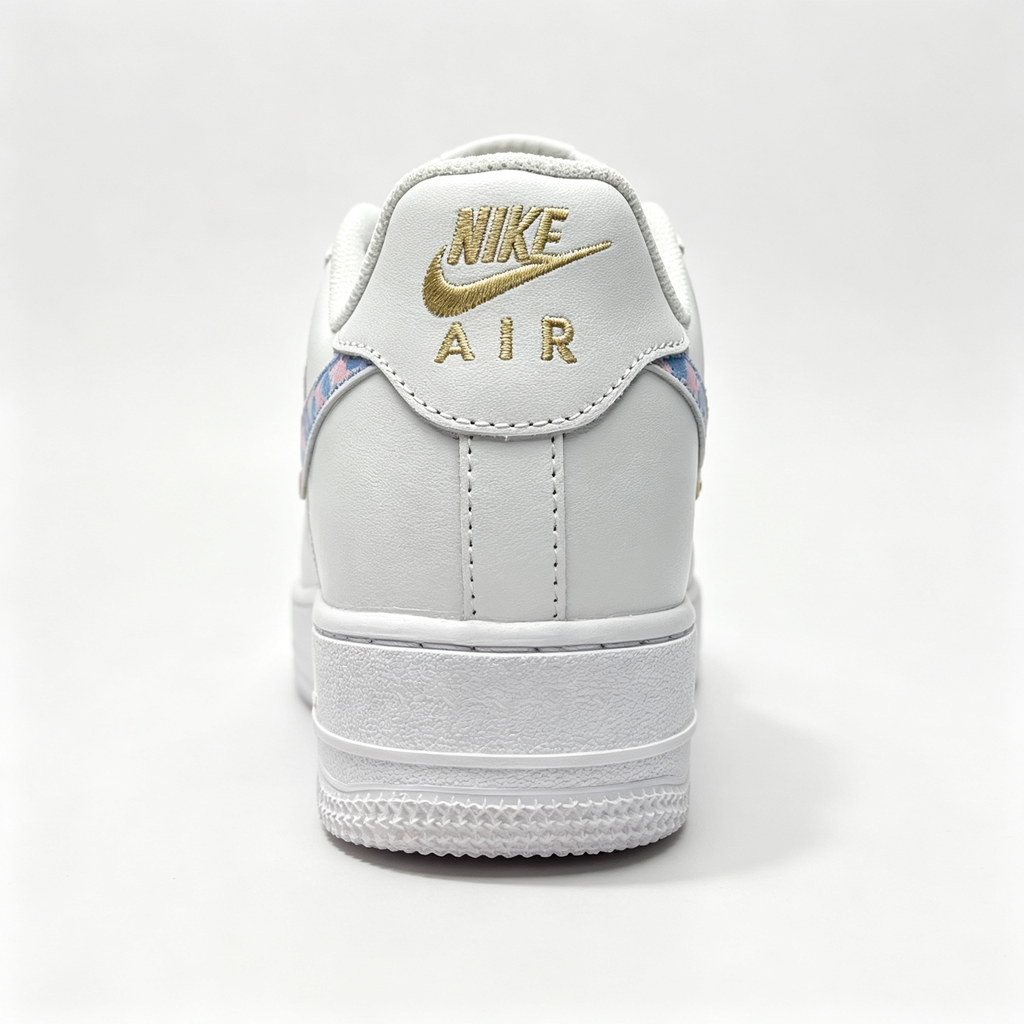 Nike Air Force 1 '07 Low Custom — Multi Mini Gold Swoosh | Pastel Camo