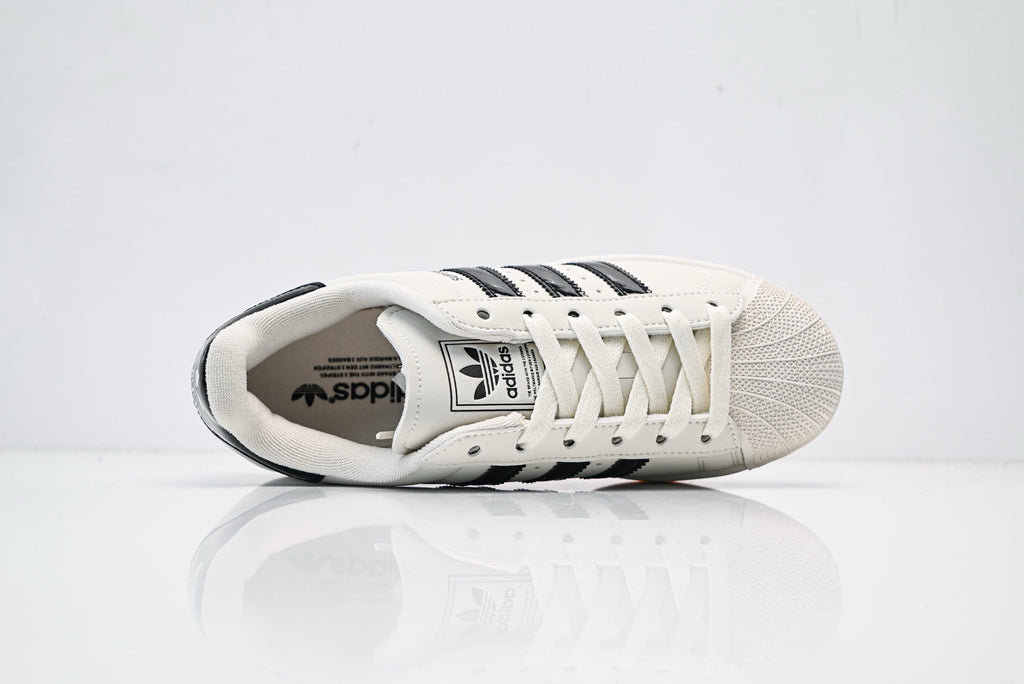 adidas Originals Superstar – Off-White Upper with Black Patent Accents & Gum Sole