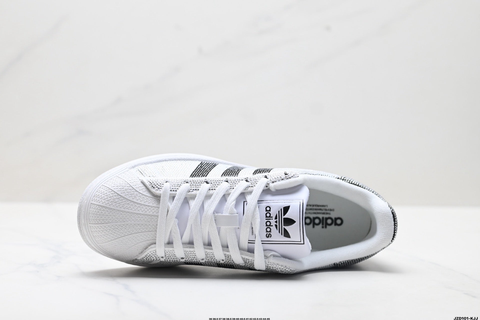 adidas Originals Superstar Custom — Silver Black Rhinestone | White Shell Toe