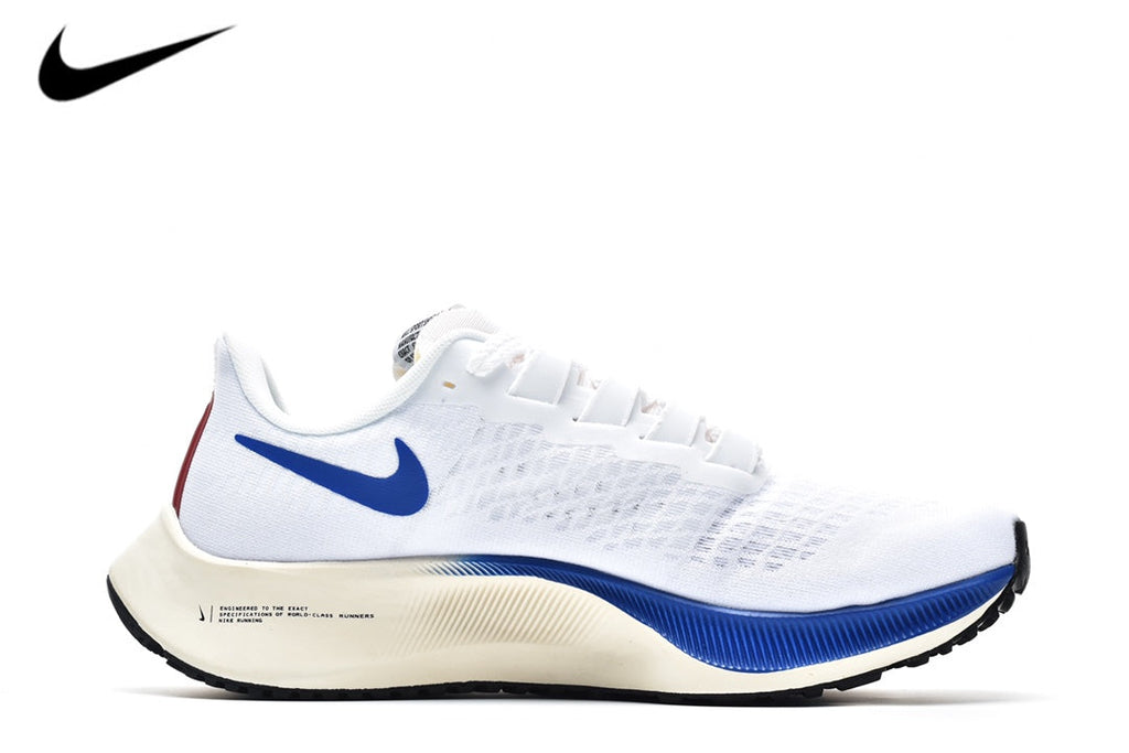 Nike Air Zoom Pegasus 37 – White / Blue / Red Mesh Running Sneakers