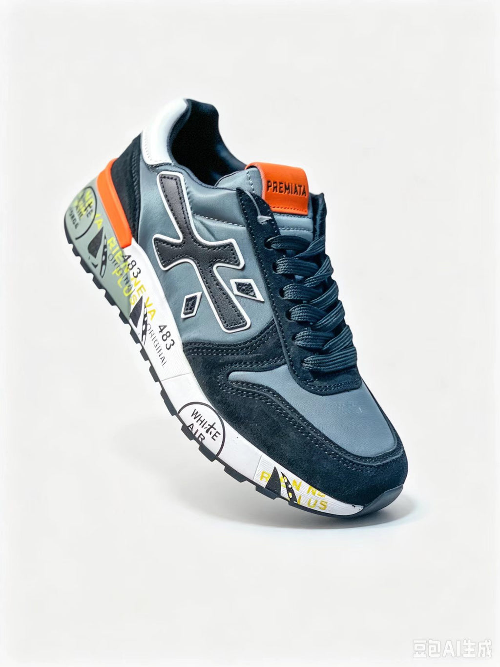 Premiata Retro Low-Top Sneakers | Blue & Orange | Suede & Cowhide | EU 38–45