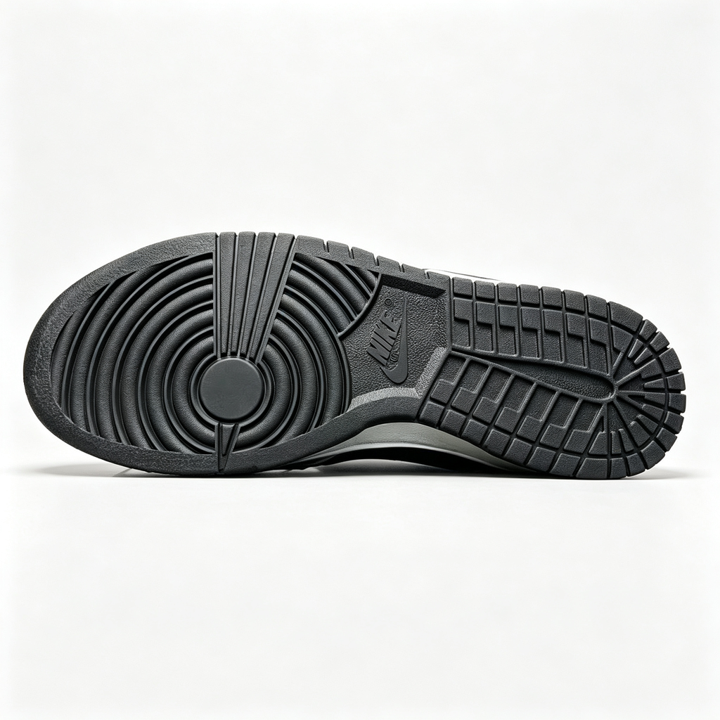 Nike Dunk Low 'Miracle' — Black & White with Light Blue Swoosh & Heel Print