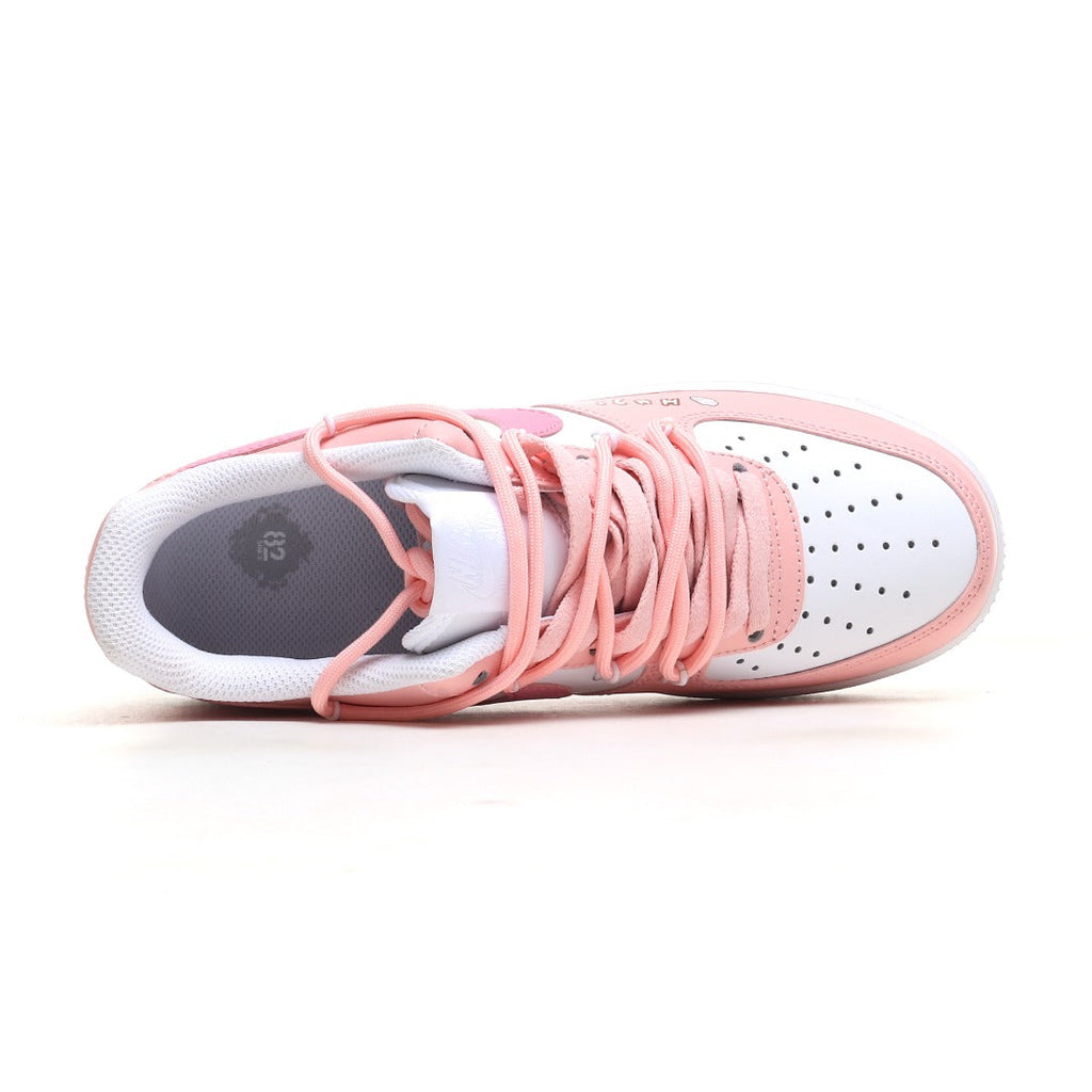 Nike Air Force 1 '07 Low Women's 'Bear Hug' – White & Light Soft Pink Custom Graphic Sneaker