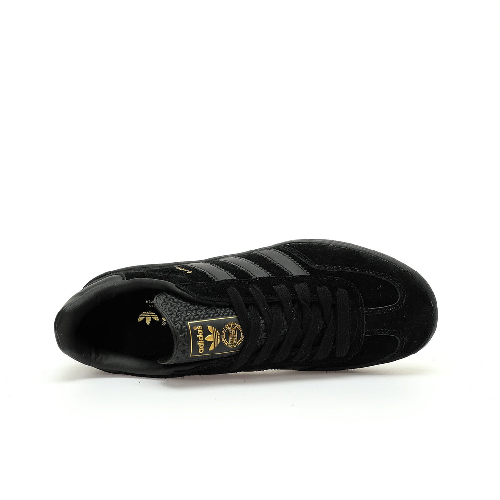 Adidas Originals Gazelle Indoor – All-Black / Gold Logo Suede Low-Top Sneakers