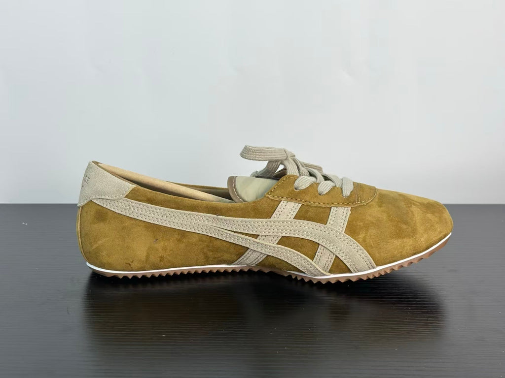 VERSACE × Onitsuka Tiger "Tai-Chi Sakura" Low-Top Sneakers | Khaki | Leather & Suede | EU 36–41.5