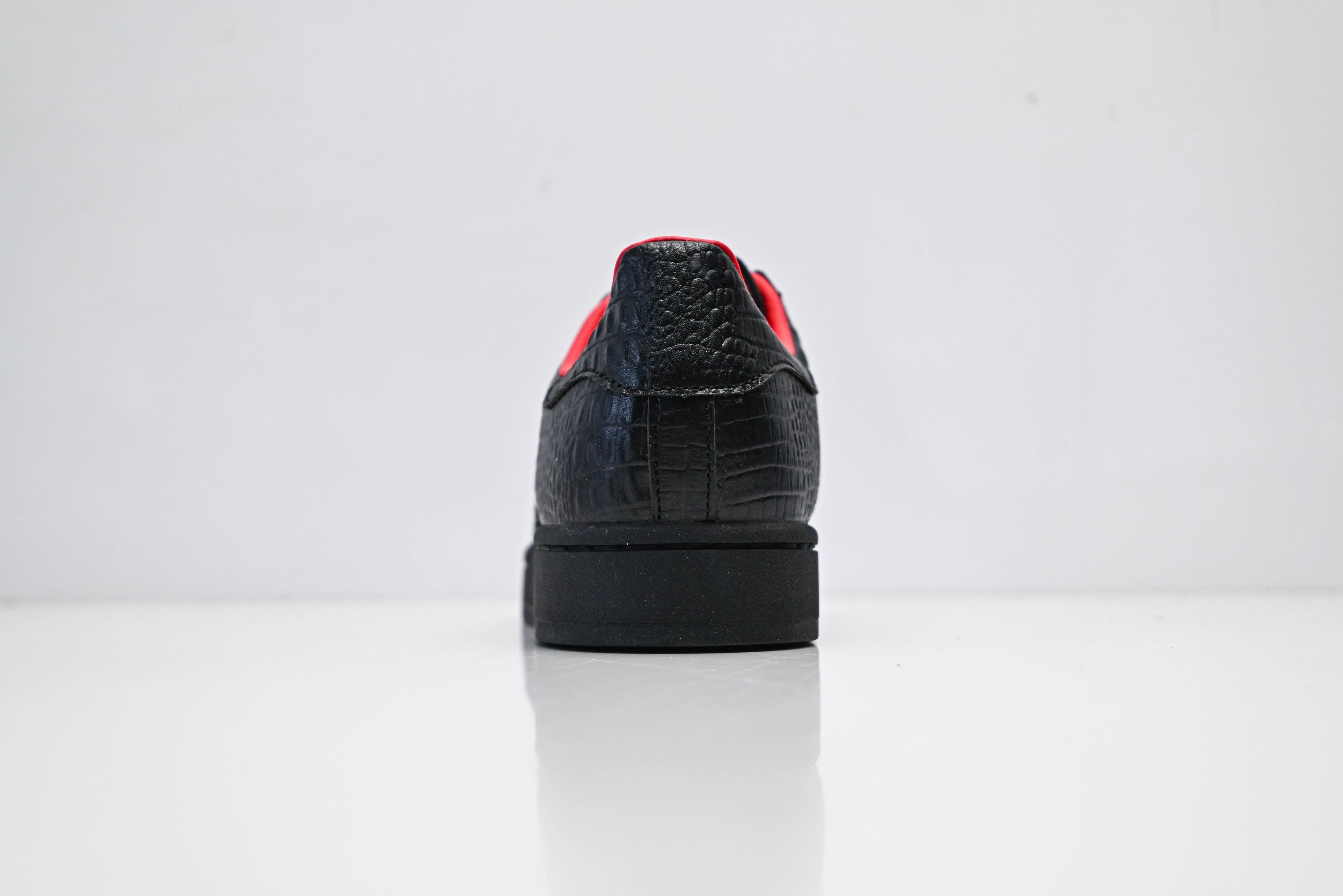 adidas Originals Superstar – Black Croc-Embossed Upper with Red Lining & White Shell Toe