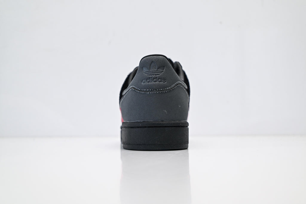adidas Originals Superstar – Dark Gray & Black Faux Fur with Bright Red 3-Stripes Shell Toe