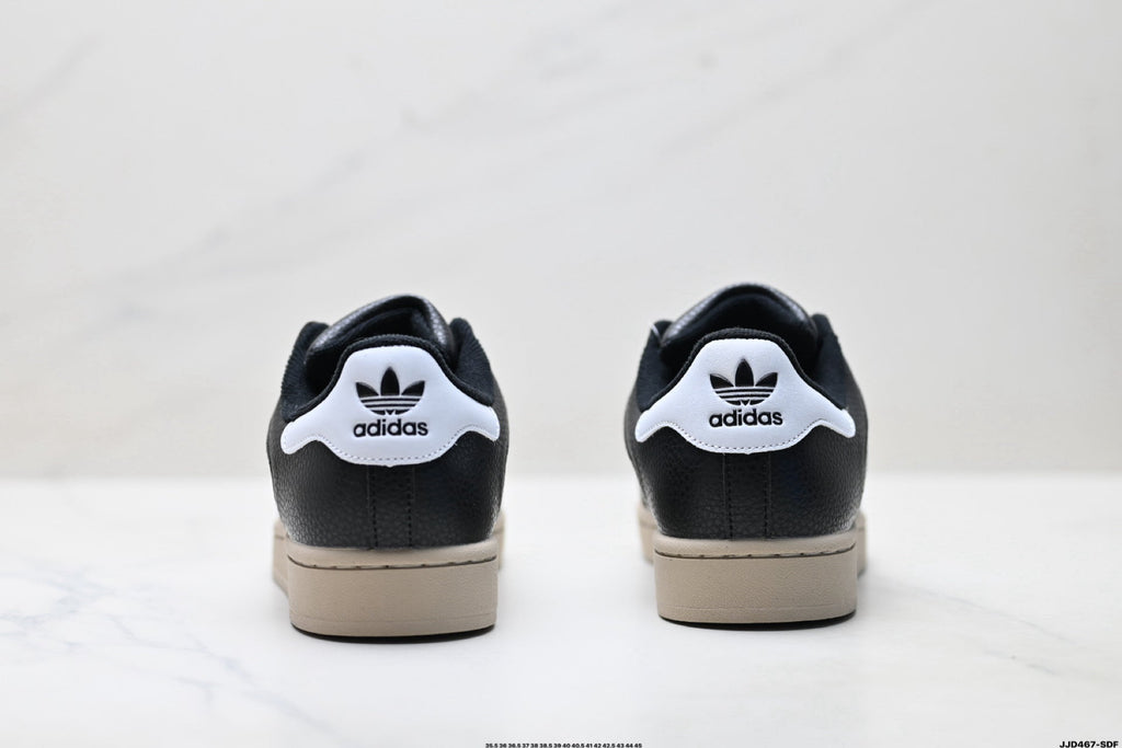 adidas Originals Superstar — Black Mix-Material & Beige | Shell Toe