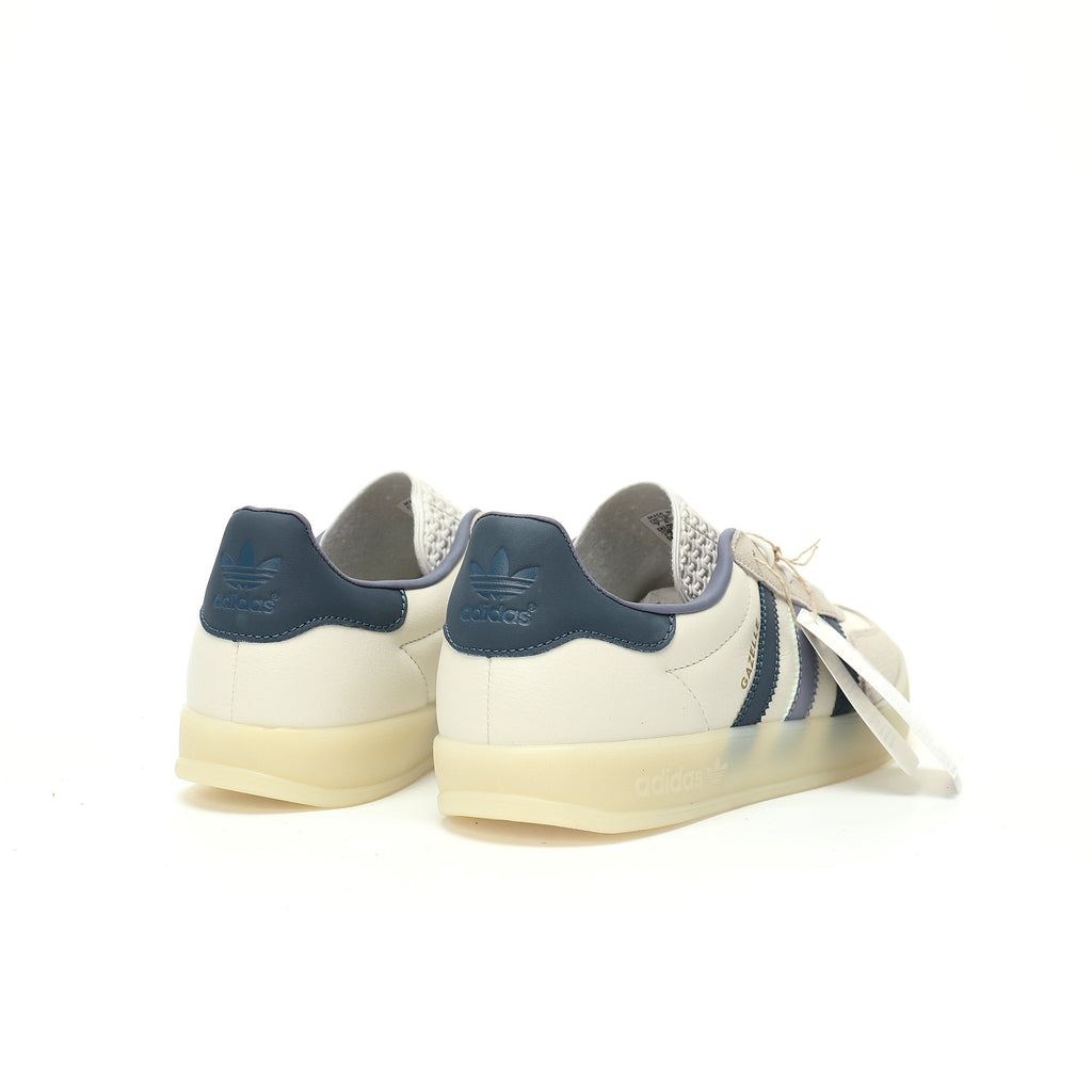 Adidas Originals Gazelle Indoor – Cream / White / Slate Blue Gum Suede & Leather Low-Top Sneakers
