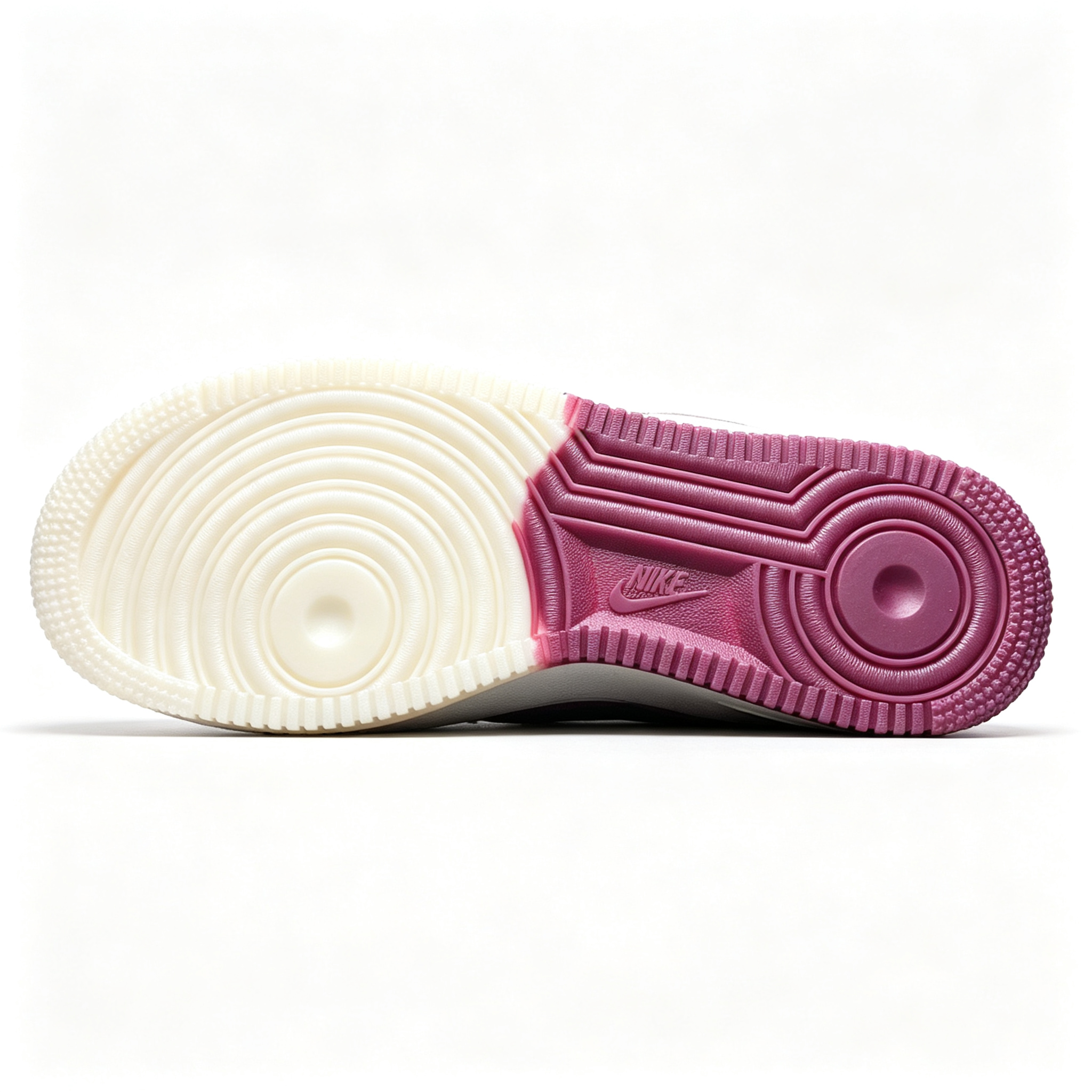 Nike Air Force 1 '07 Low Custom – Sail / Burgundy Double Swoosh & Gradient Outsole