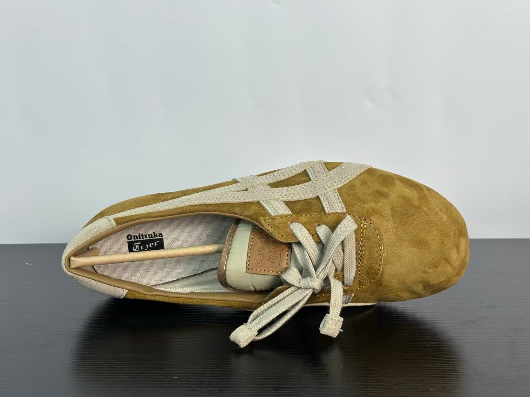 VERSACE × Onitsuka Tiger "Tai-Chi Sakura" Low-Top Sneakers | Khaki | Leather & Suede | EU 36–41.5