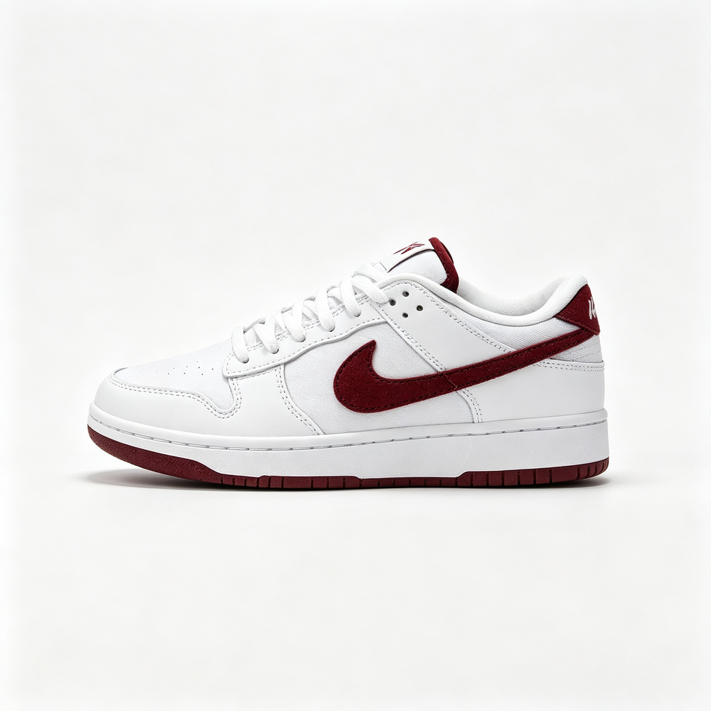 Nike Dunk Low 'White / Team Red' – Suede Swoosh Low-Top Sneakers