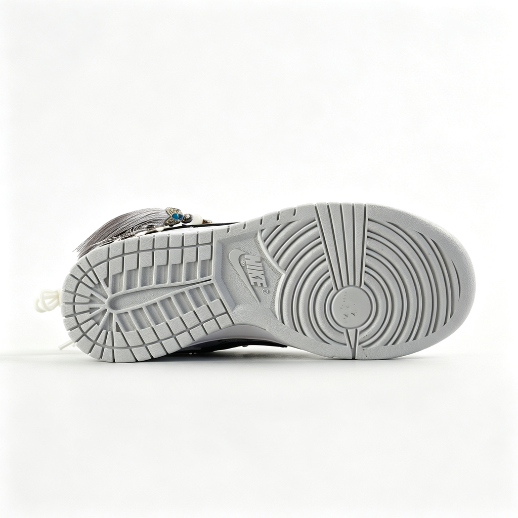 Nike Dunk Low 'Eastern' – Custom White & Black Chinese-Style Pattern Deconstructed Sneakers