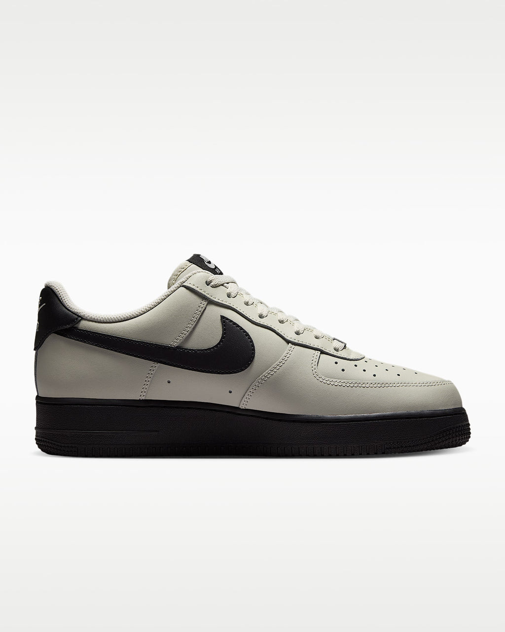 Nike Air Force 1 '07 Light Bone Black Swoosh Sneakers