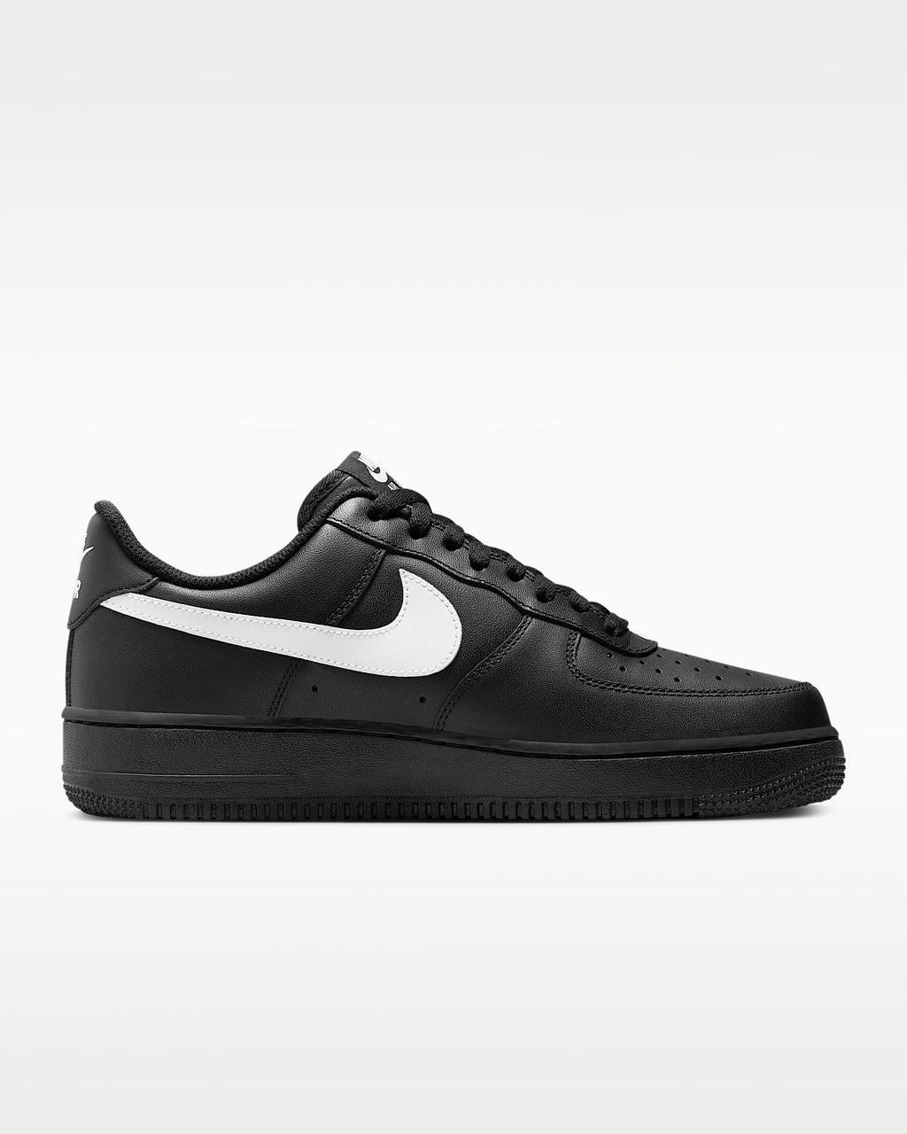 Nike Air Force 1 '07 Black Leather White Swoosh Sneakers