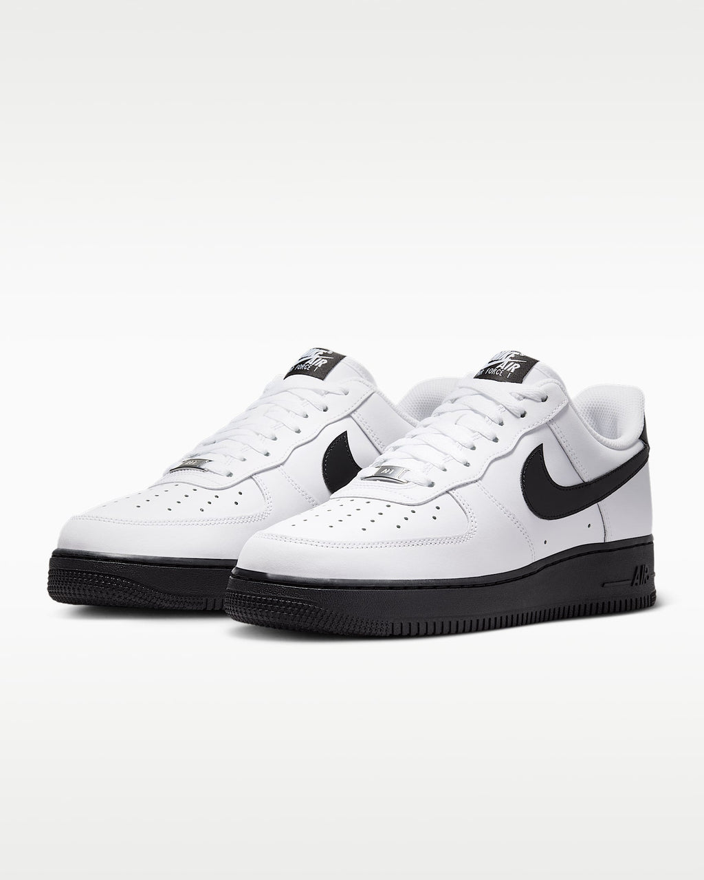 Nike Air Force 1 '07 White Black Swoosh Black Outsole Sneakers