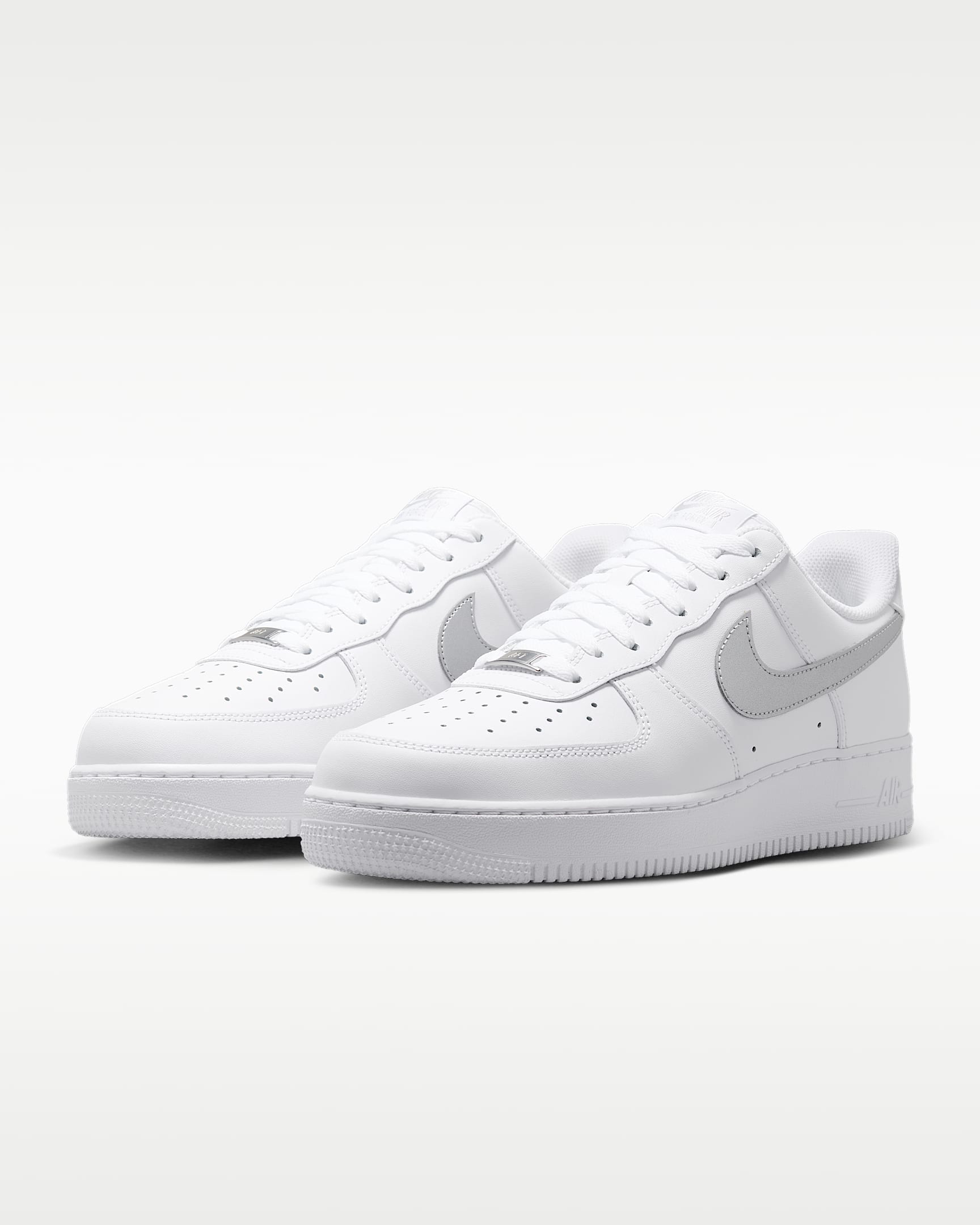 Nike Air Force 1 '07 White Silver Swoosh Sneakers