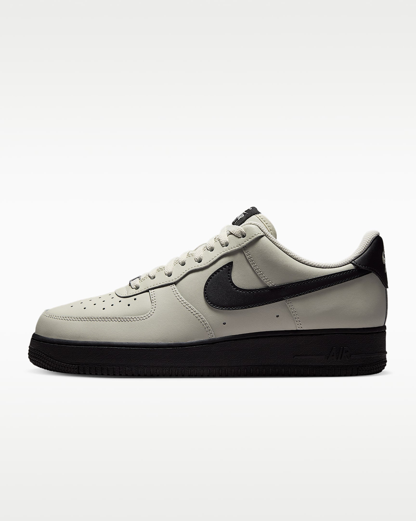 Nike Air Force 1 '07 Light Bone Black Swoosh Sneakers