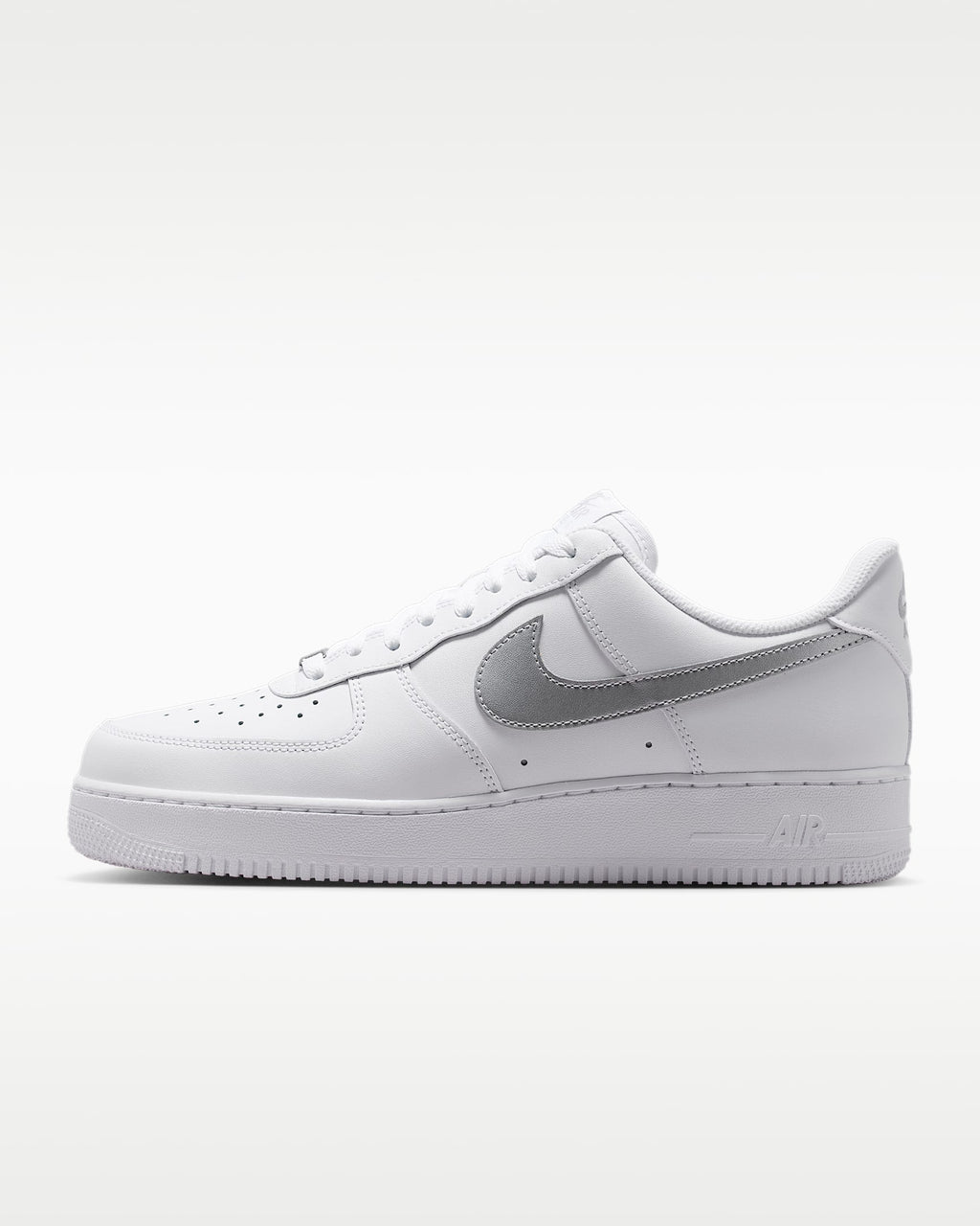 Nike Air Force 1 '07 White Silver Swoosh Sneakers