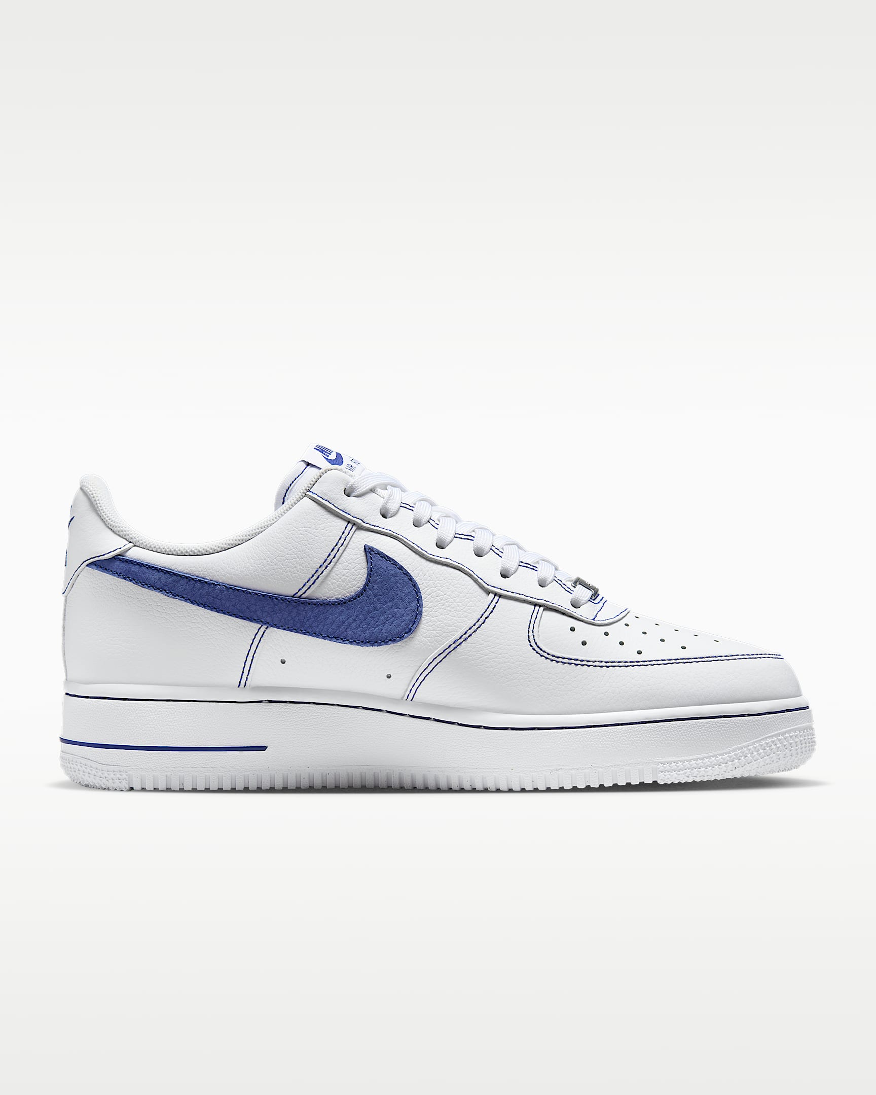 Nike Air Force 1 '07 White Blue Contrast Stitching Sneakers