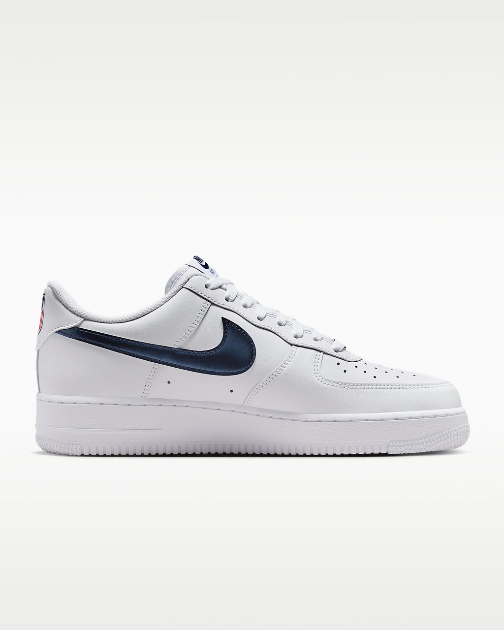 Nike Air Force 1 '07 White Navy Blue Satin Swoosh Sneakers