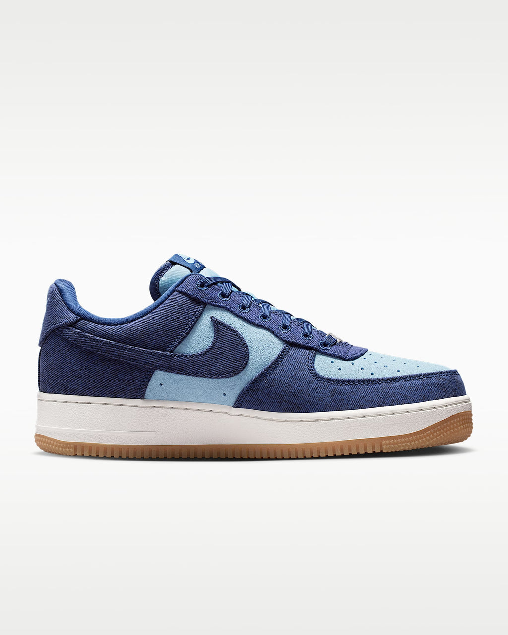 Nike Air Force 1 '07 Two-Tone Blue Denim Gum Sneakers