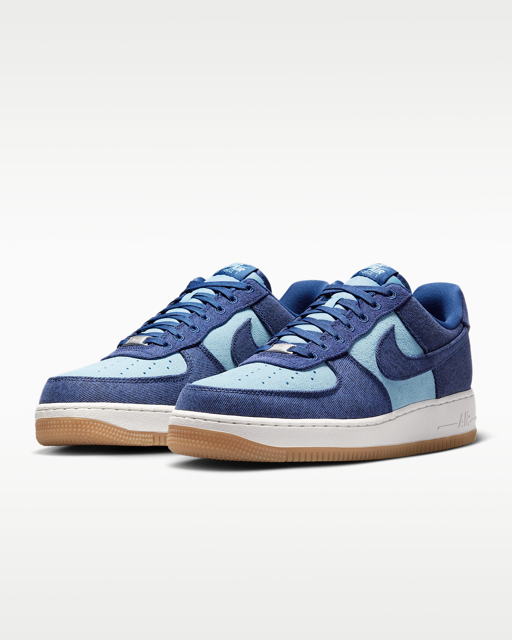 Nike Air Force 1 '07 Two-Tone Blue Denim Gum Sneakers
