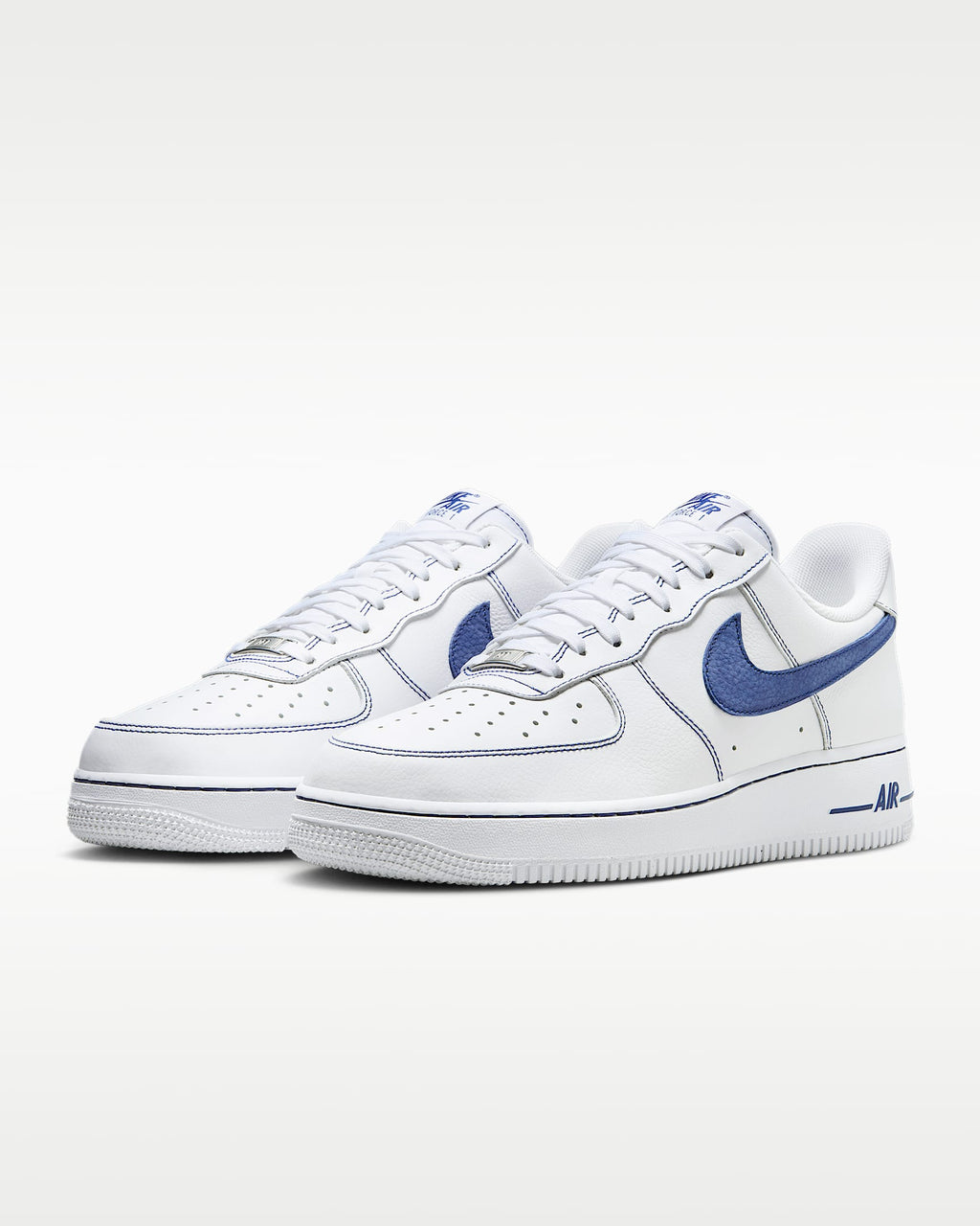 Nike Air Force 1 '07 White Blue Contrast Stitching Sneakers