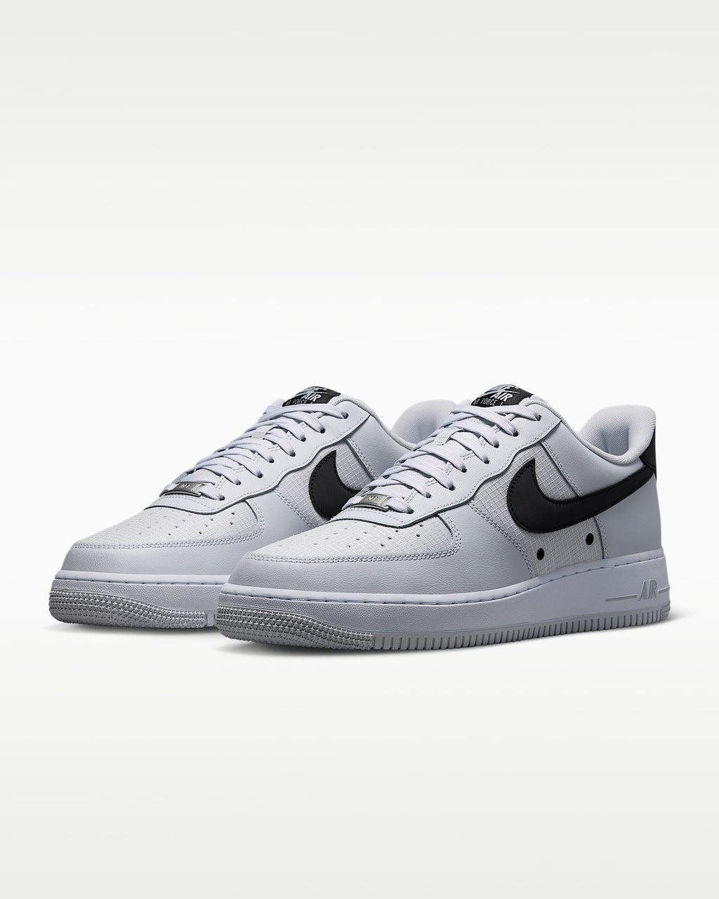 Nike Air Force 1 '07 Light Grey Black Swoosh Sneakers