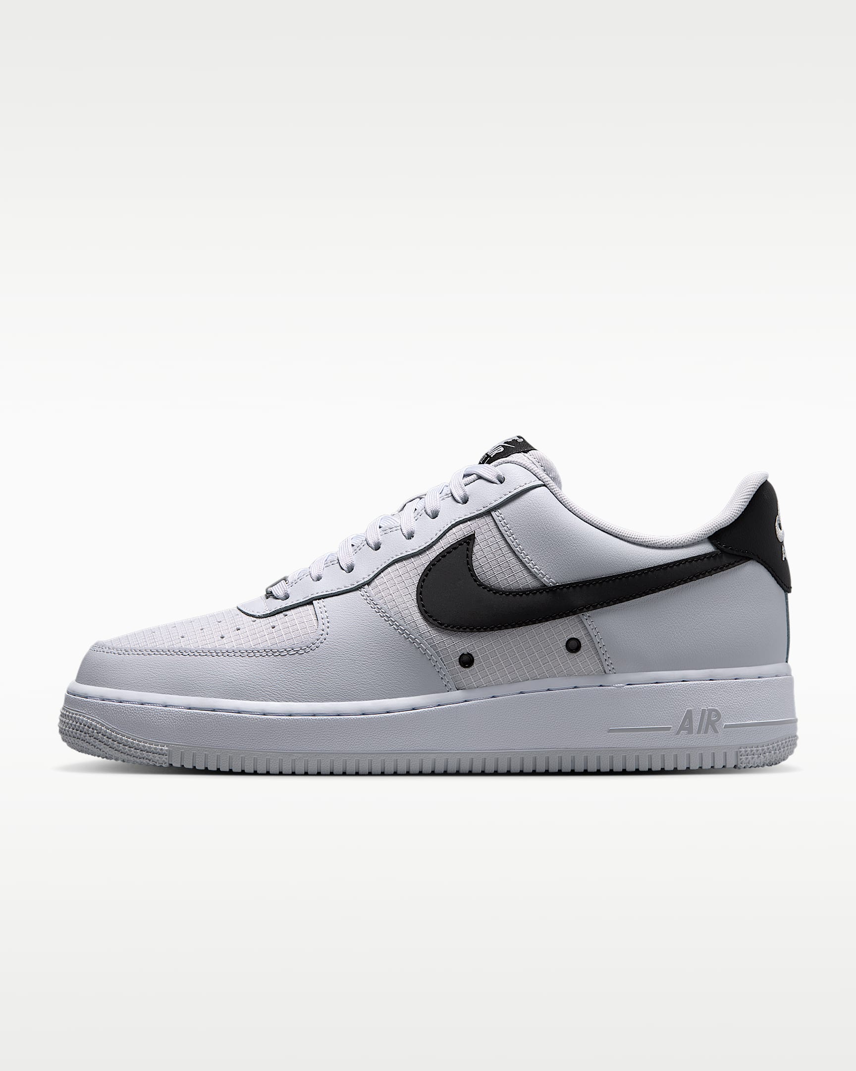 Nike Air Force 1 '07 Light Grey Black Swoosh Sneakers