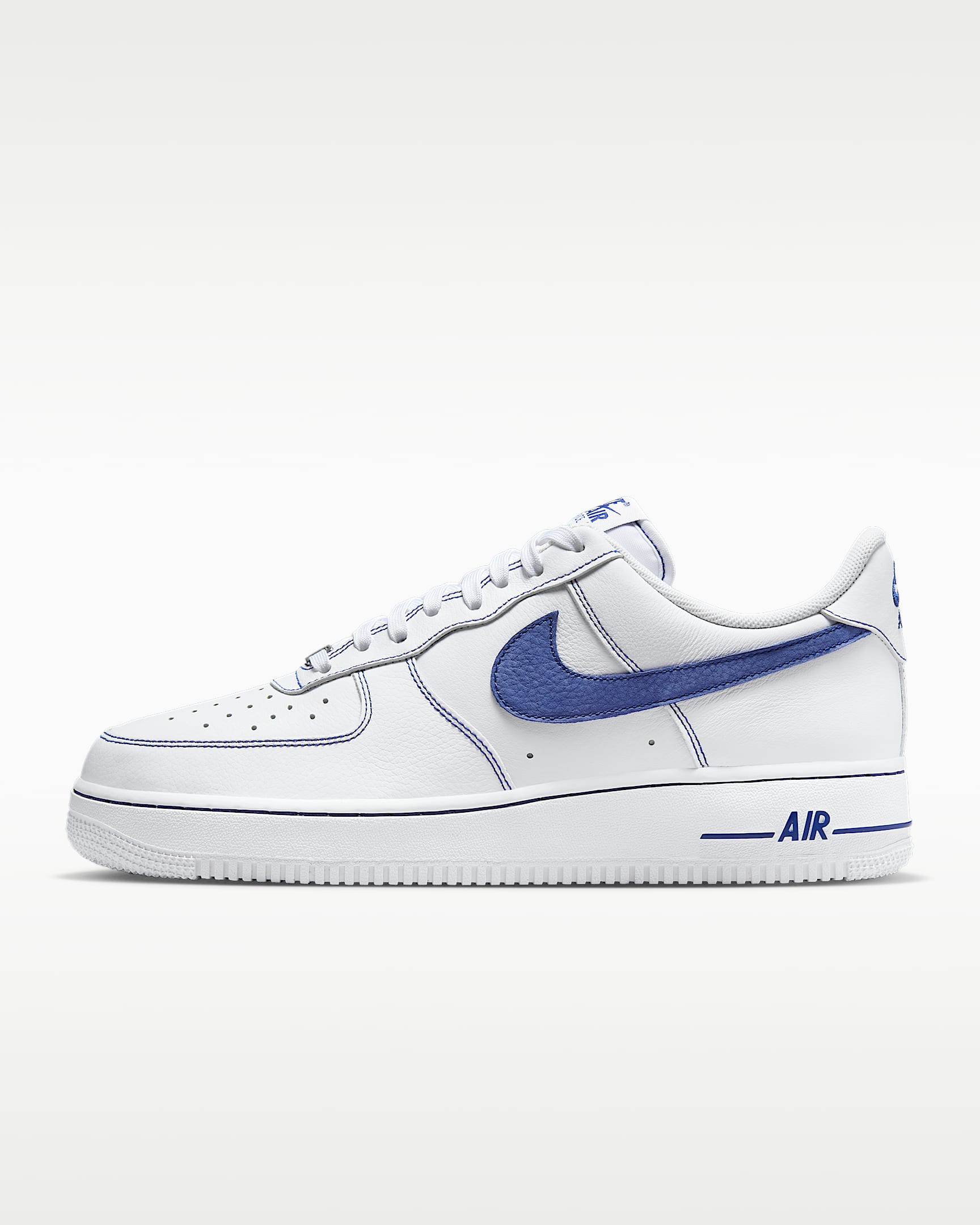 Nike Air Force 1 '07 White Blue Contrast Stitching Sneakers