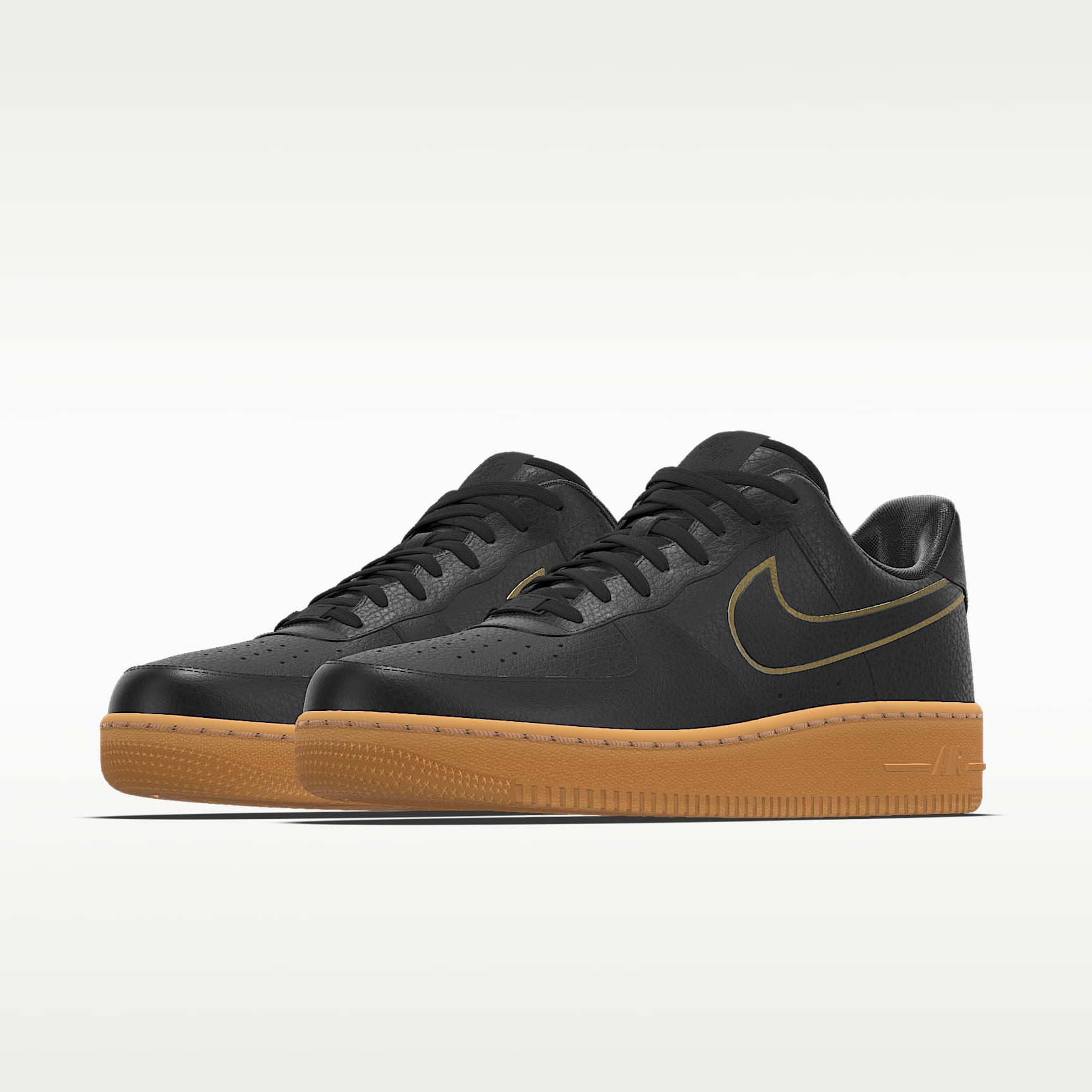 Nike Air Force 1 '07 Black Gold Outline Gum Sole Sneakers