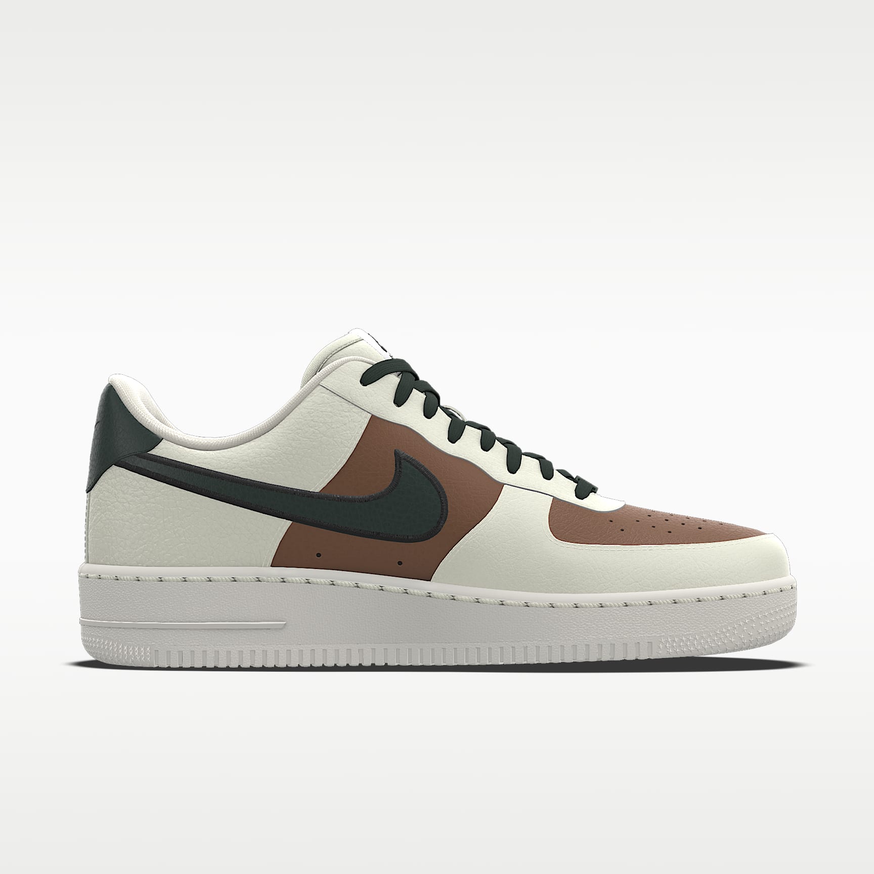 Nike Air Force 1 '07 Sail Brown Dark Green Color-Block Sneakers