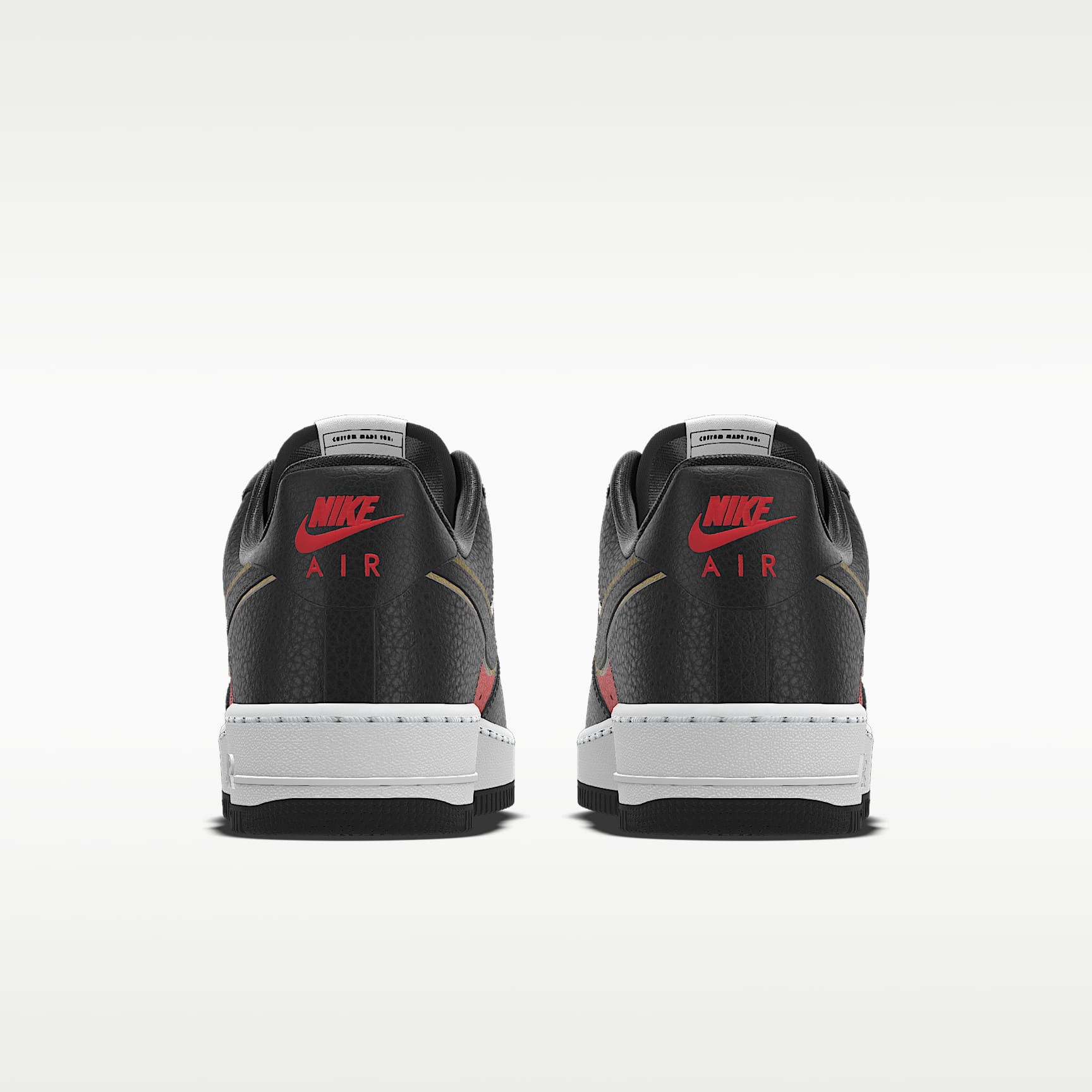 Nike Air Force 1 '07 Black Red Gold Outline Color-Block Sneakers