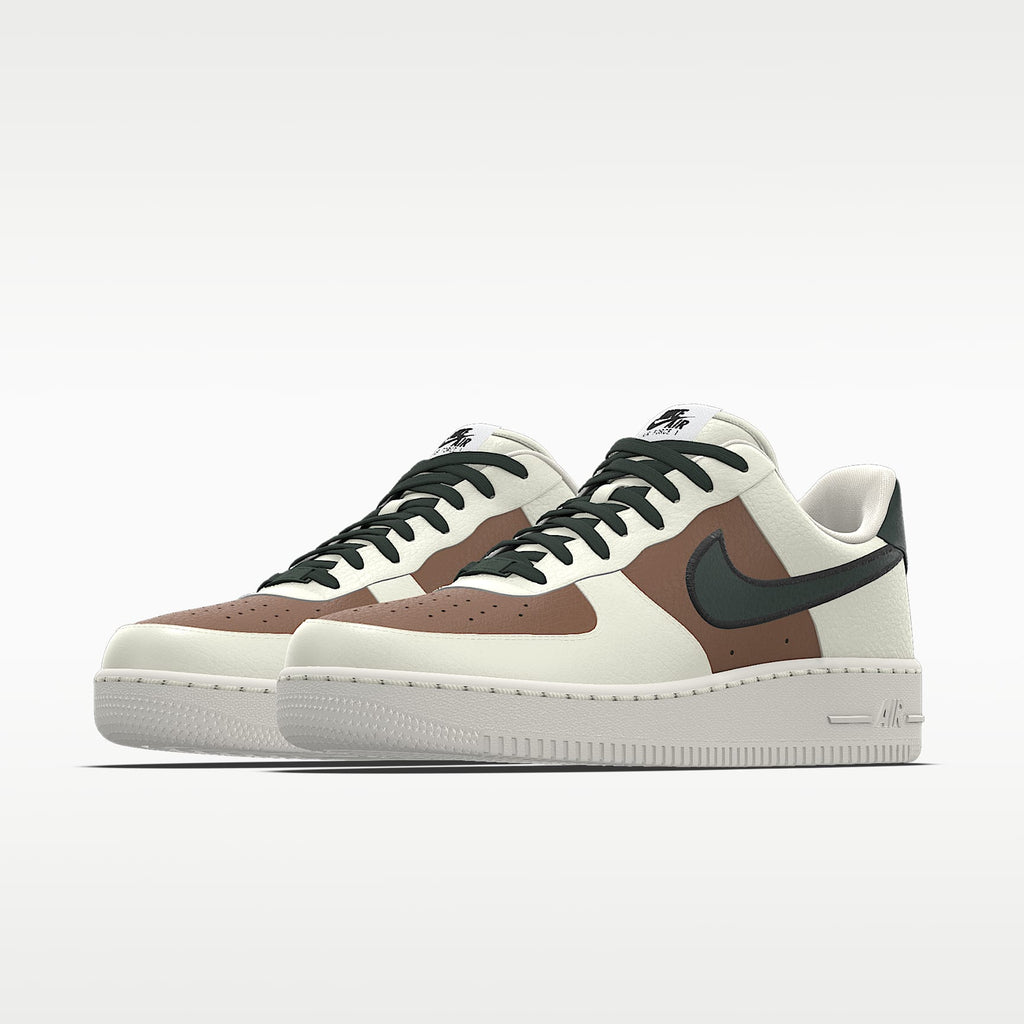 Nike Air Force 1 '07 Sail Brown Dark Green Color-Block Sneakers