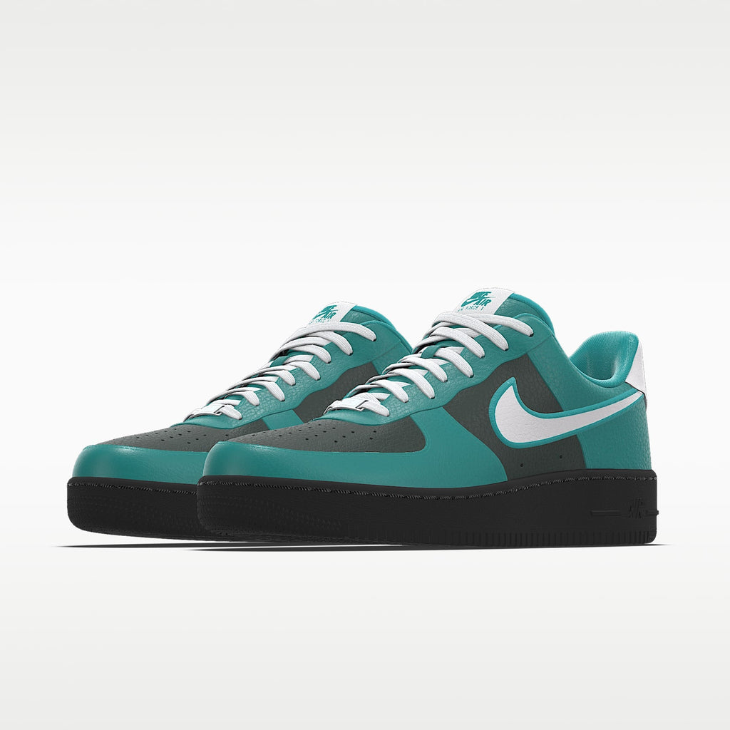 Nike Air Force 1 '07 Teal Dark Green White Swoosh Black Sole Sneakers