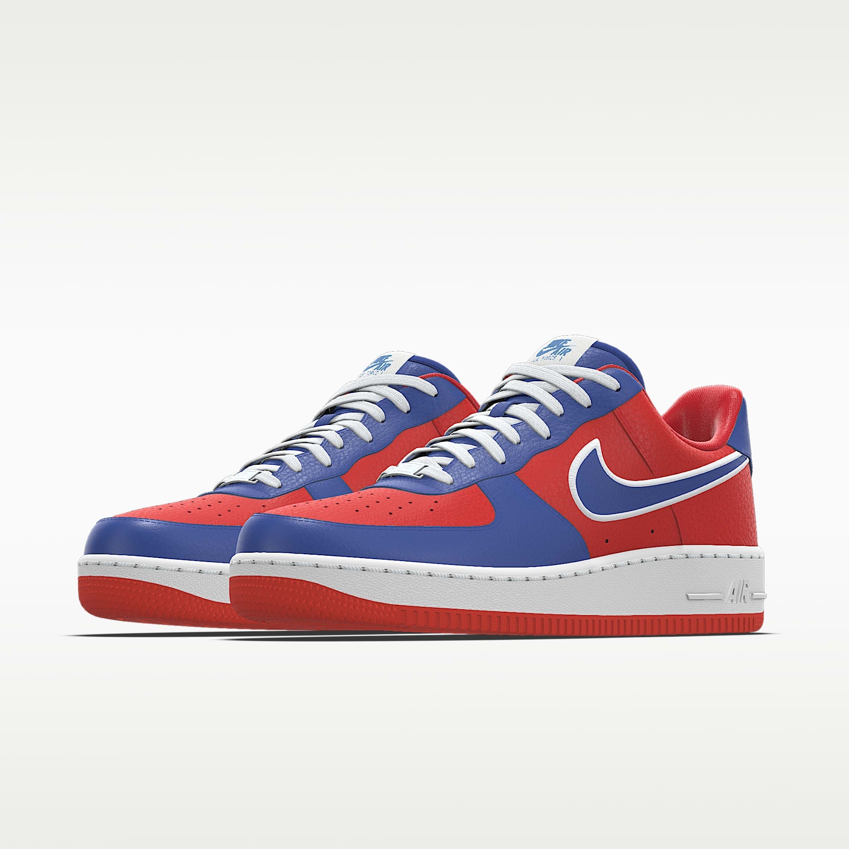 Nike Air Force 1 '07 Red Blue White Outline Color-Block Sneakers