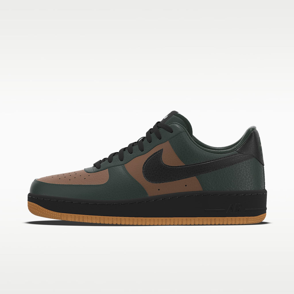 Nike Air Force 1 '07 Dark Green Brown Gum Sole Color-Block Sneakers