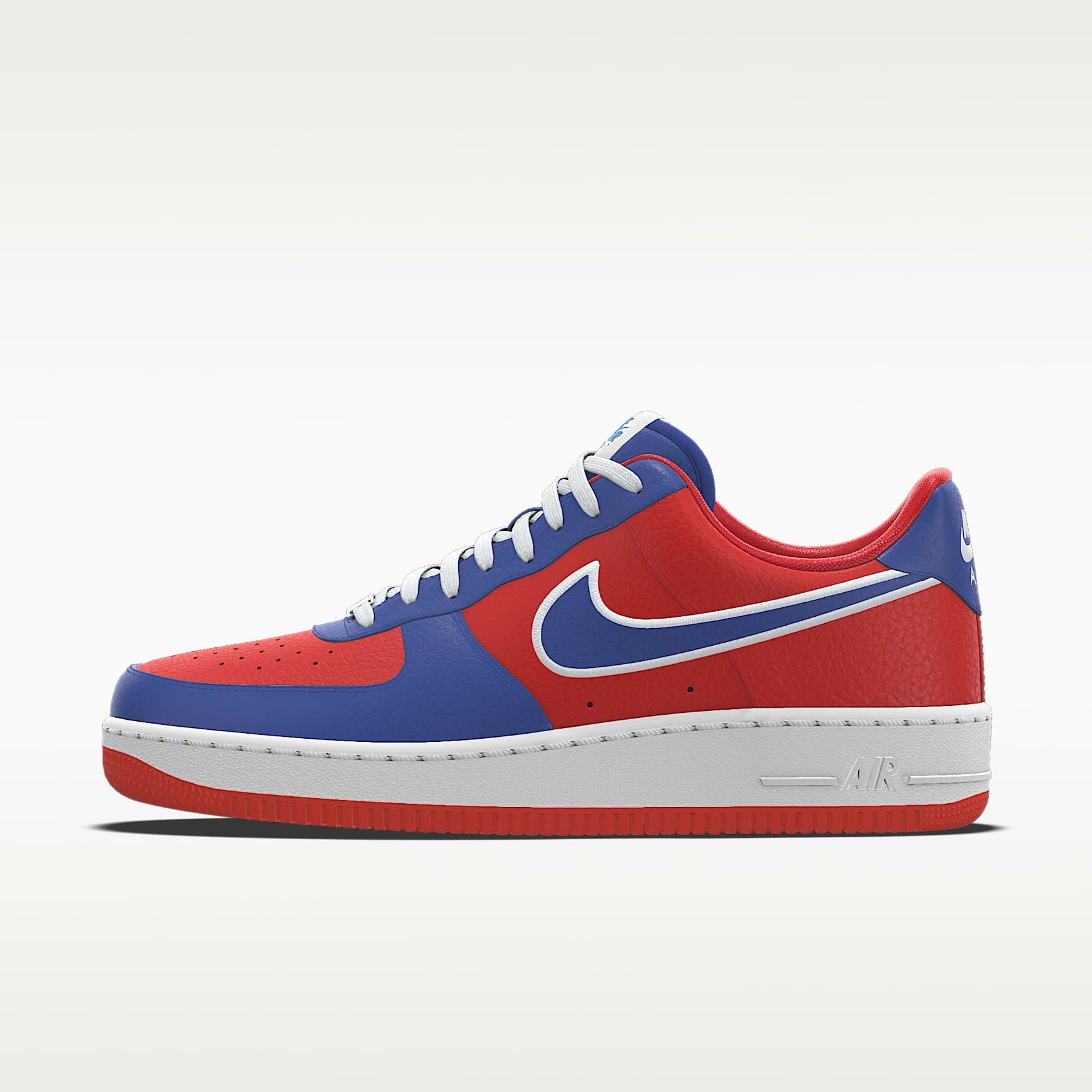 Nike Air Force 1 '07 Red Blue White Outline Color-Block Sneakers