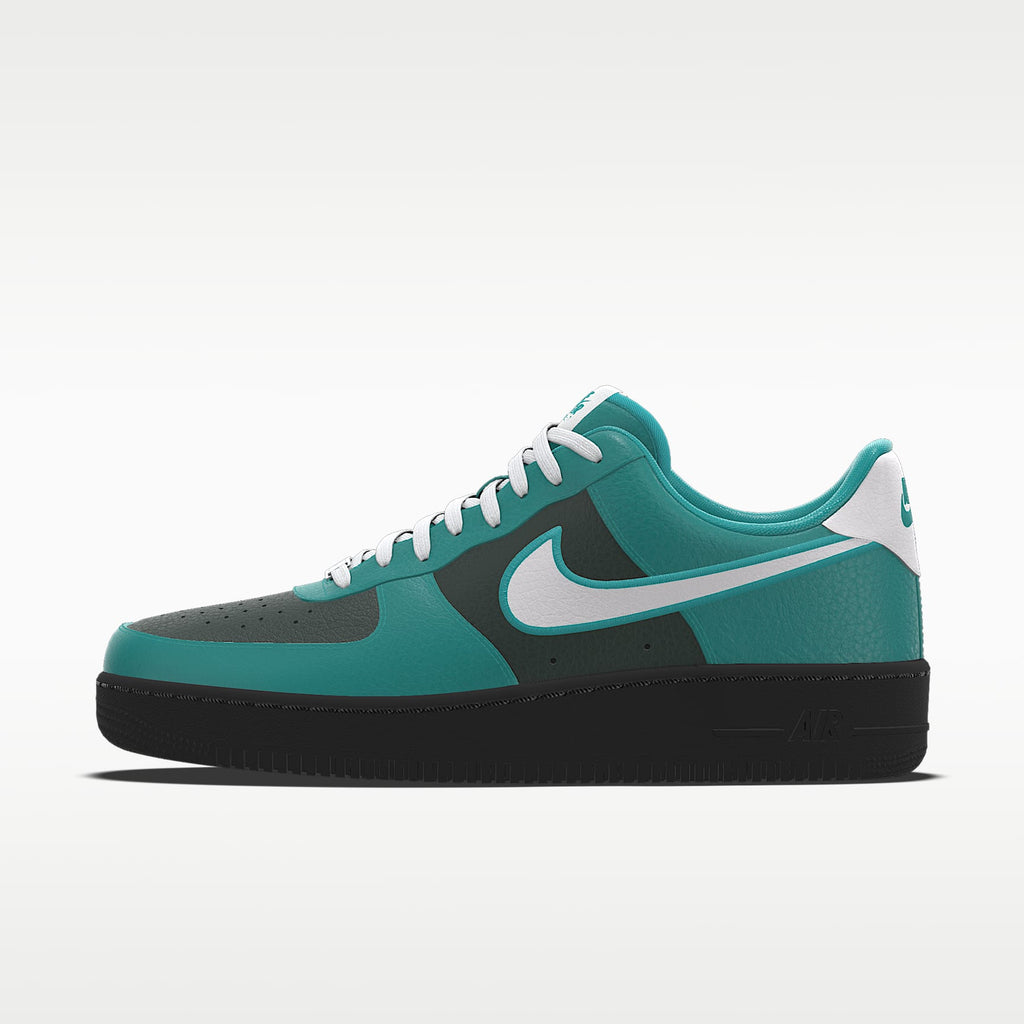 Nike Air Force 1 '07 Teal Dark Green White Swoosh Black Sole Sneakers