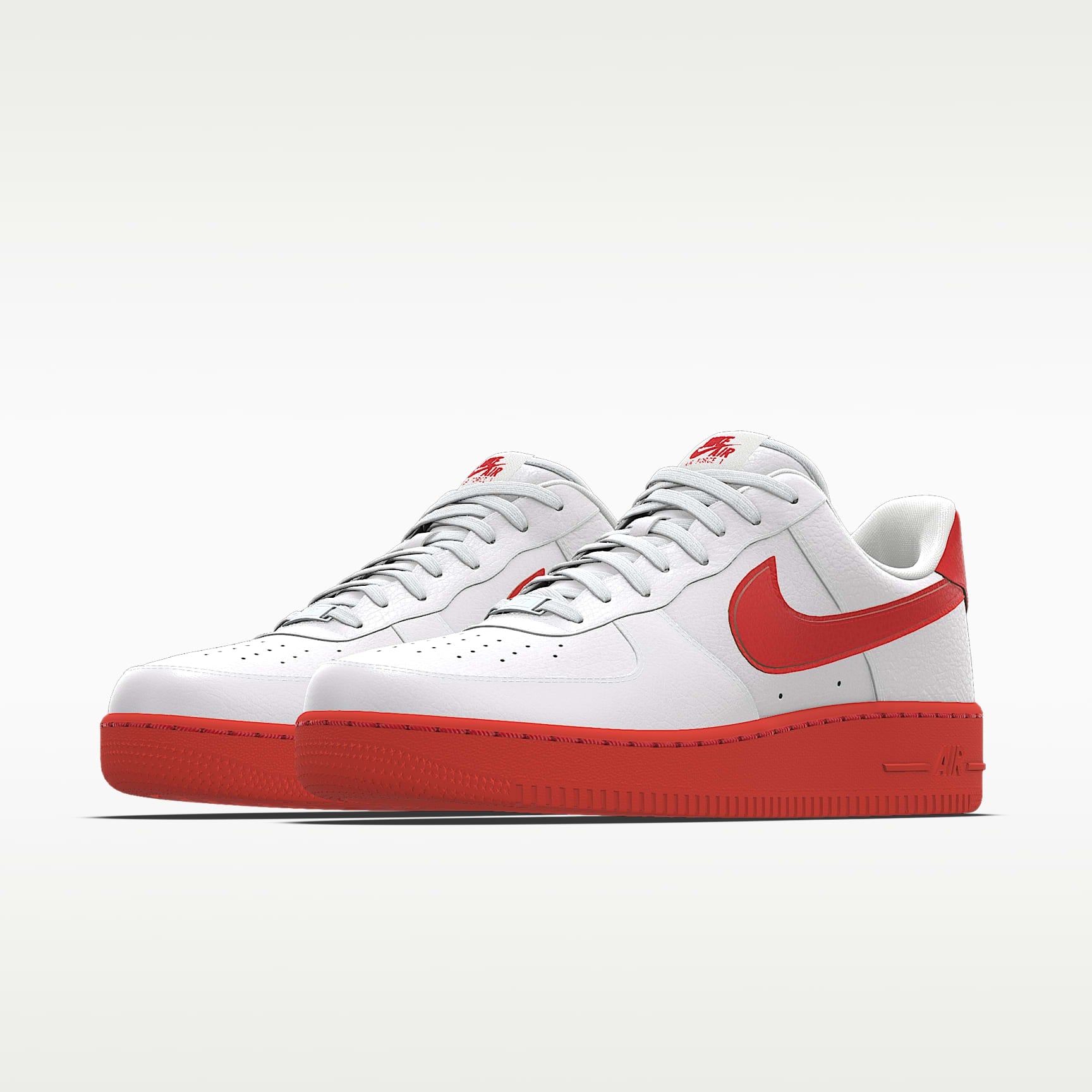 Nike Air Force 1 '07 White Red Swoosh Red Outsole Sneakers