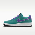 Nike Air Force 1 '07 Teal Purple Silver Outline Swoosh Sneakers