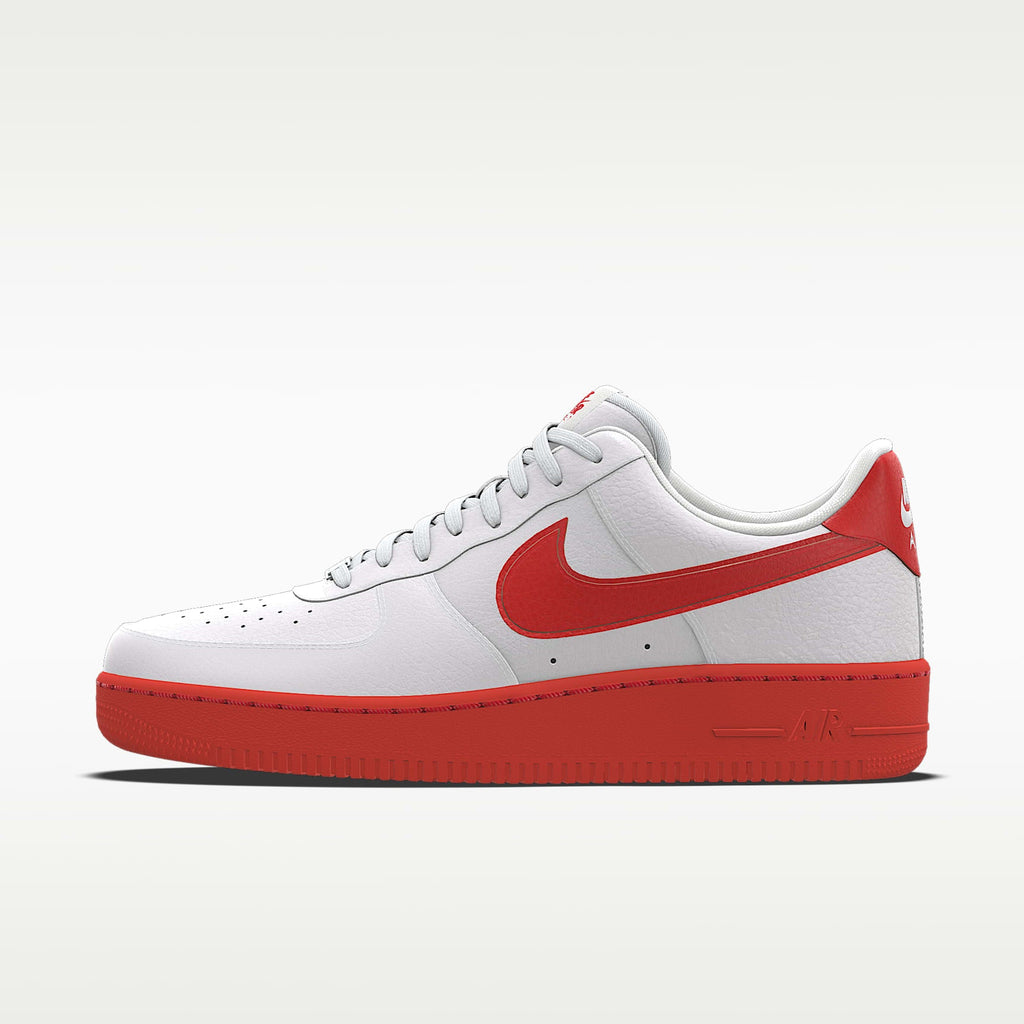 Nike Air Force 1 '07 White Red Swoosh Red Outsole Sneakers