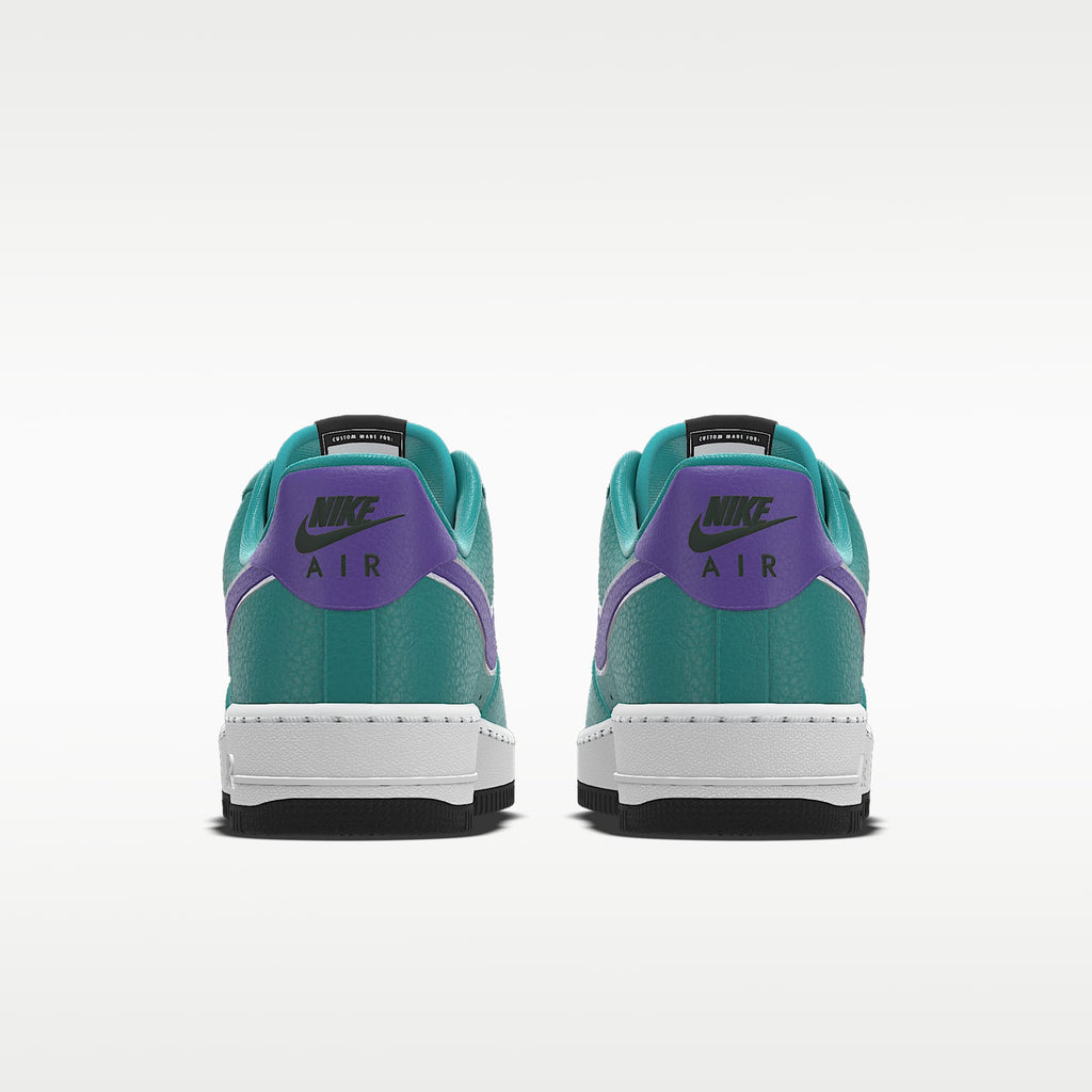 Nike Air Force 1 '07 Teal Purple Silver Outline Swoosh Sneakers