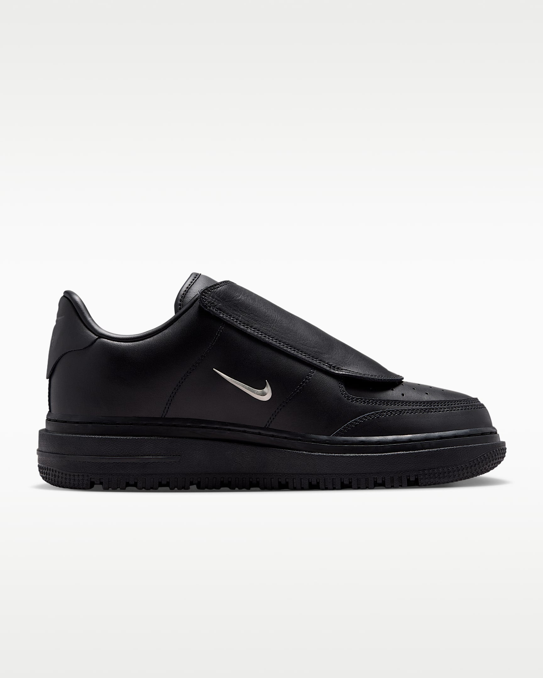 Nike Air Force 1 '07 Black Double Strap Metal Swoosh Sneakers