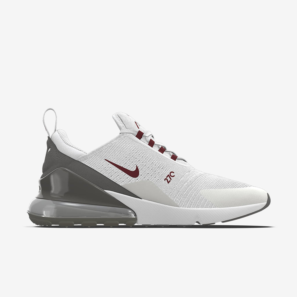Nike Air Max 270 By You – White/Burgundy/Dark Grey Custom Sneaker