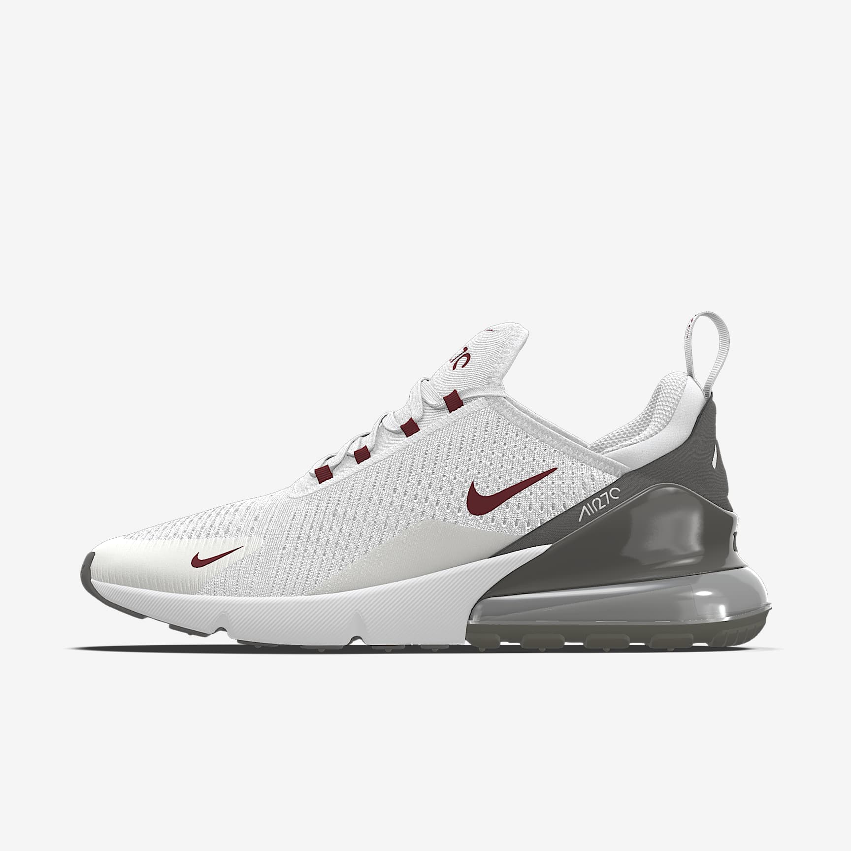Nike Air Max 270 By You – White/Burgundy/Dark Grey Custom Sneaker