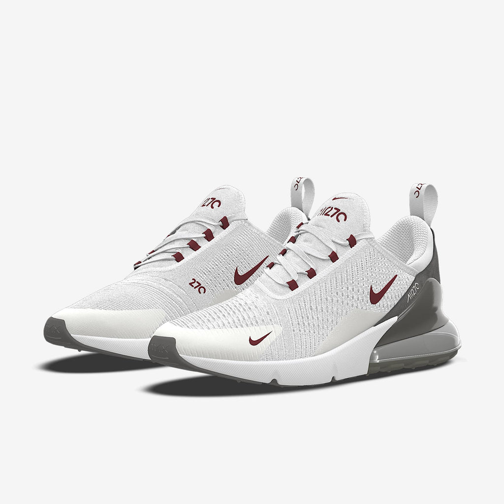 Nike Air Max 270 By You – White/Burgundy/Dark Grey Custom Sneaker